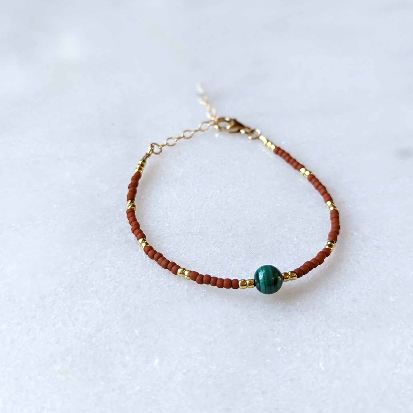 Malachite & Terra Cotta Accent Bracelet