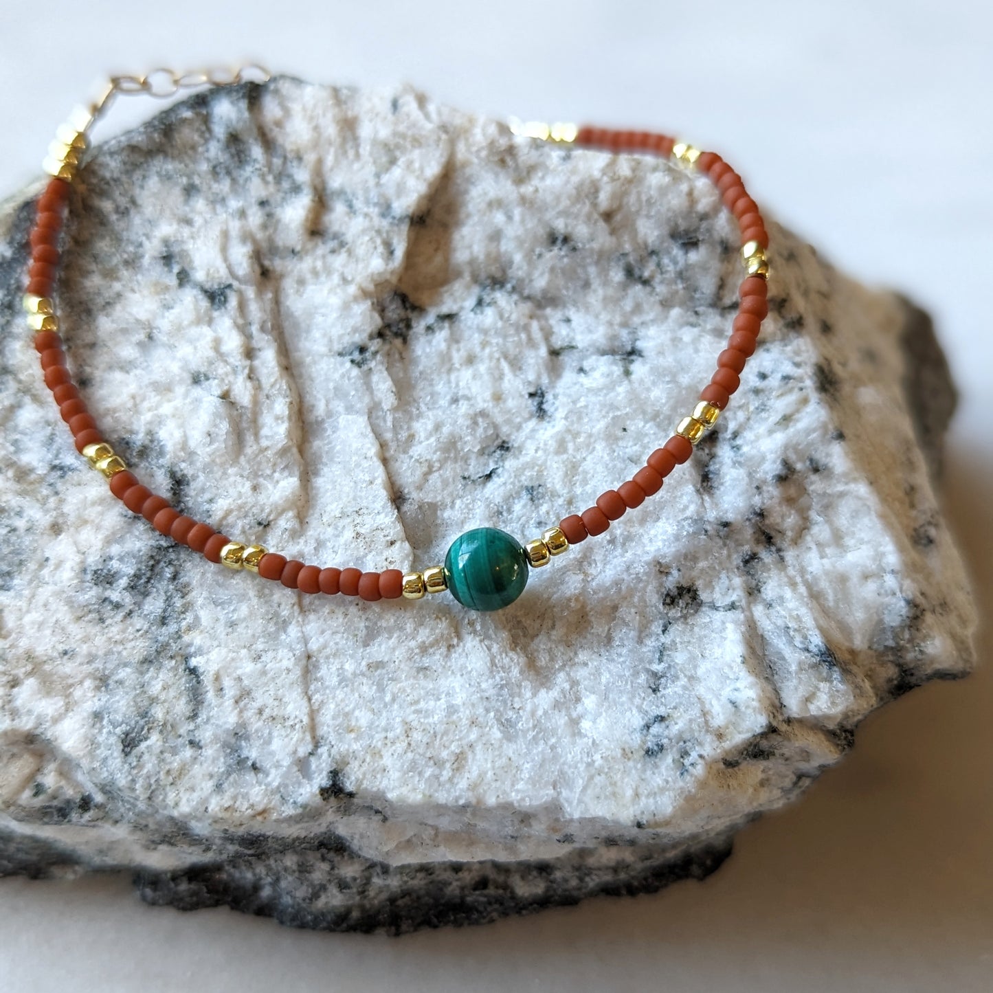 Malachite & Terra Cotta Accent Bracelet