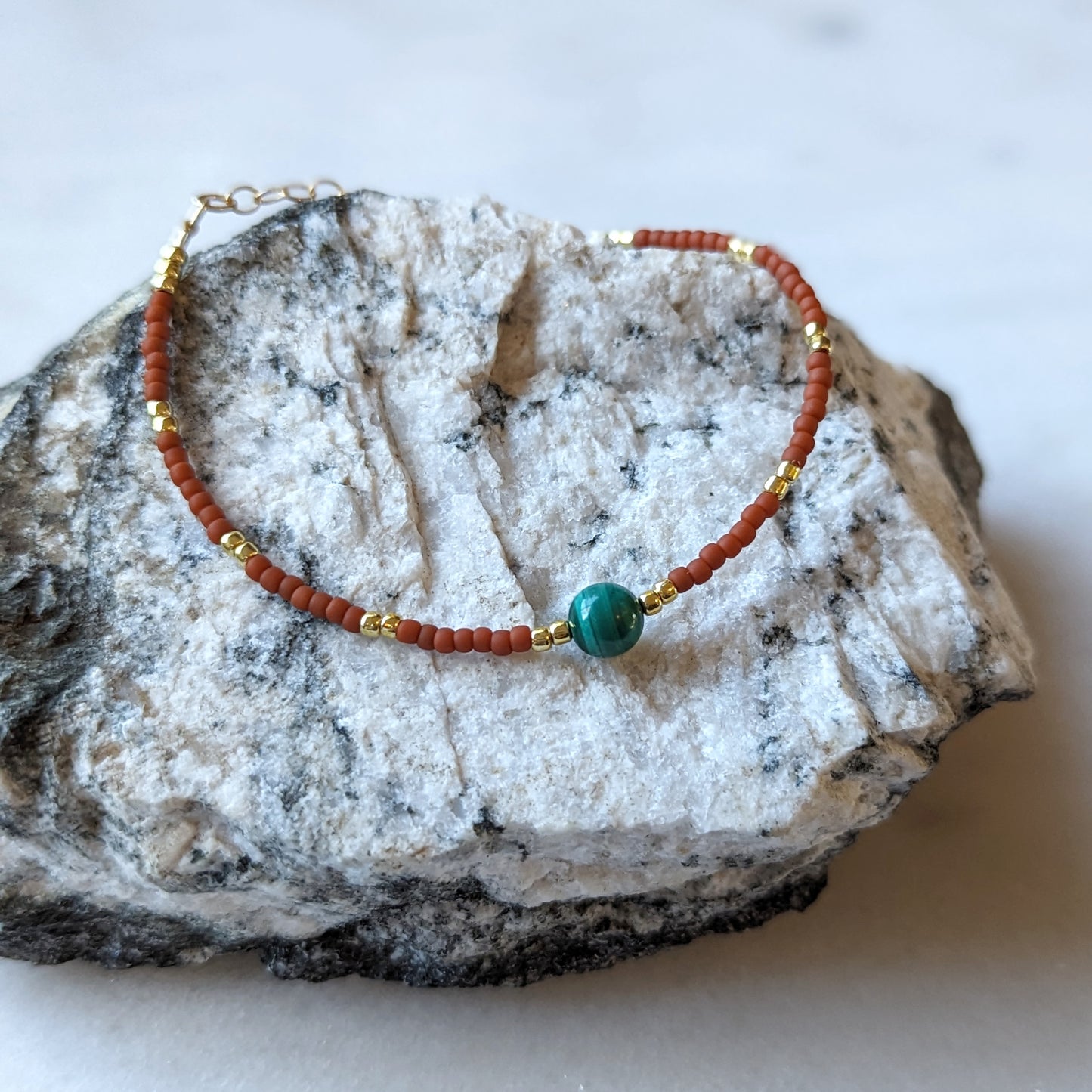 Malachite & Terra Cotta Accent Bracelet