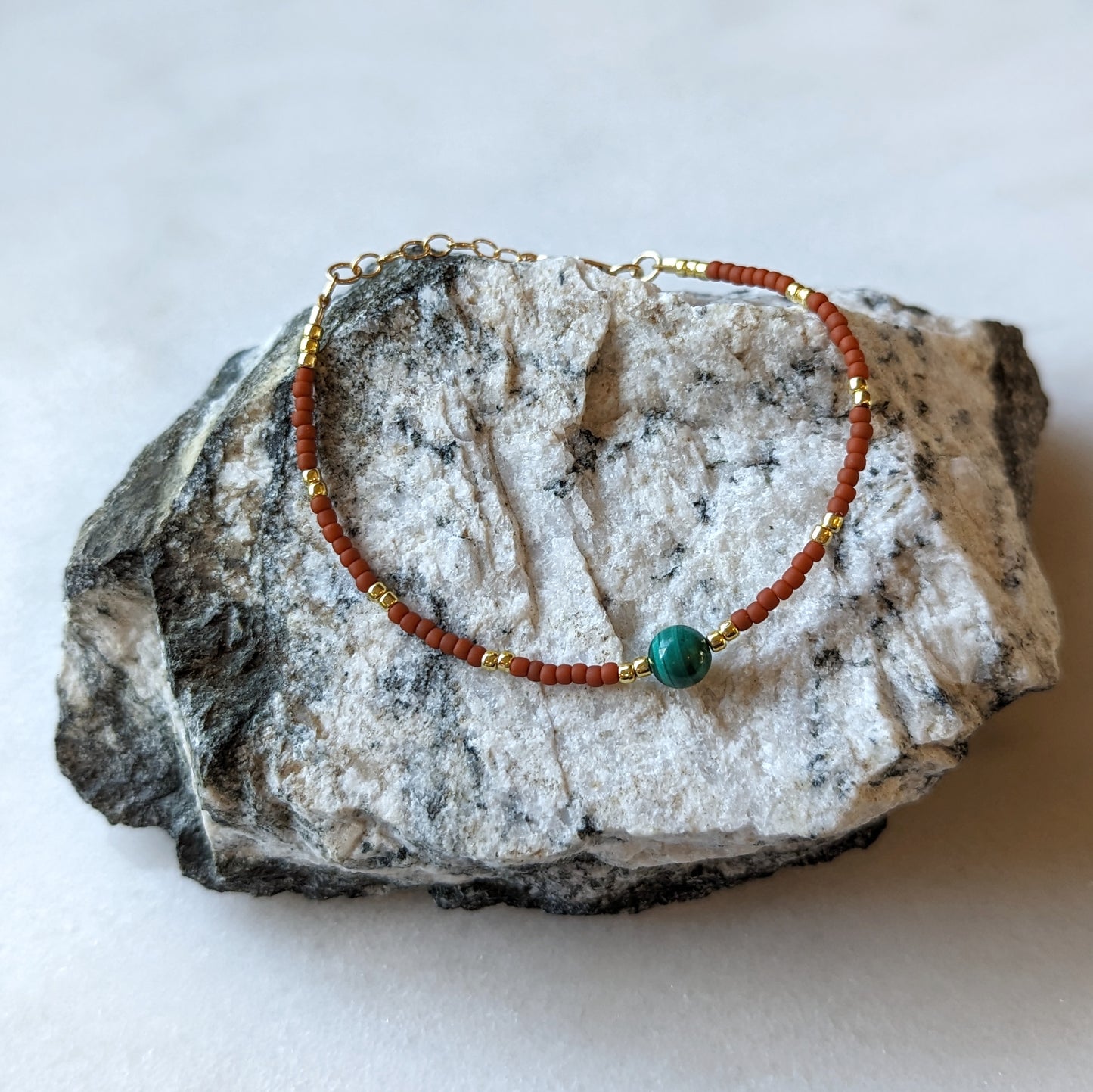 Malachite & Terra Cotta Accent Bracelet