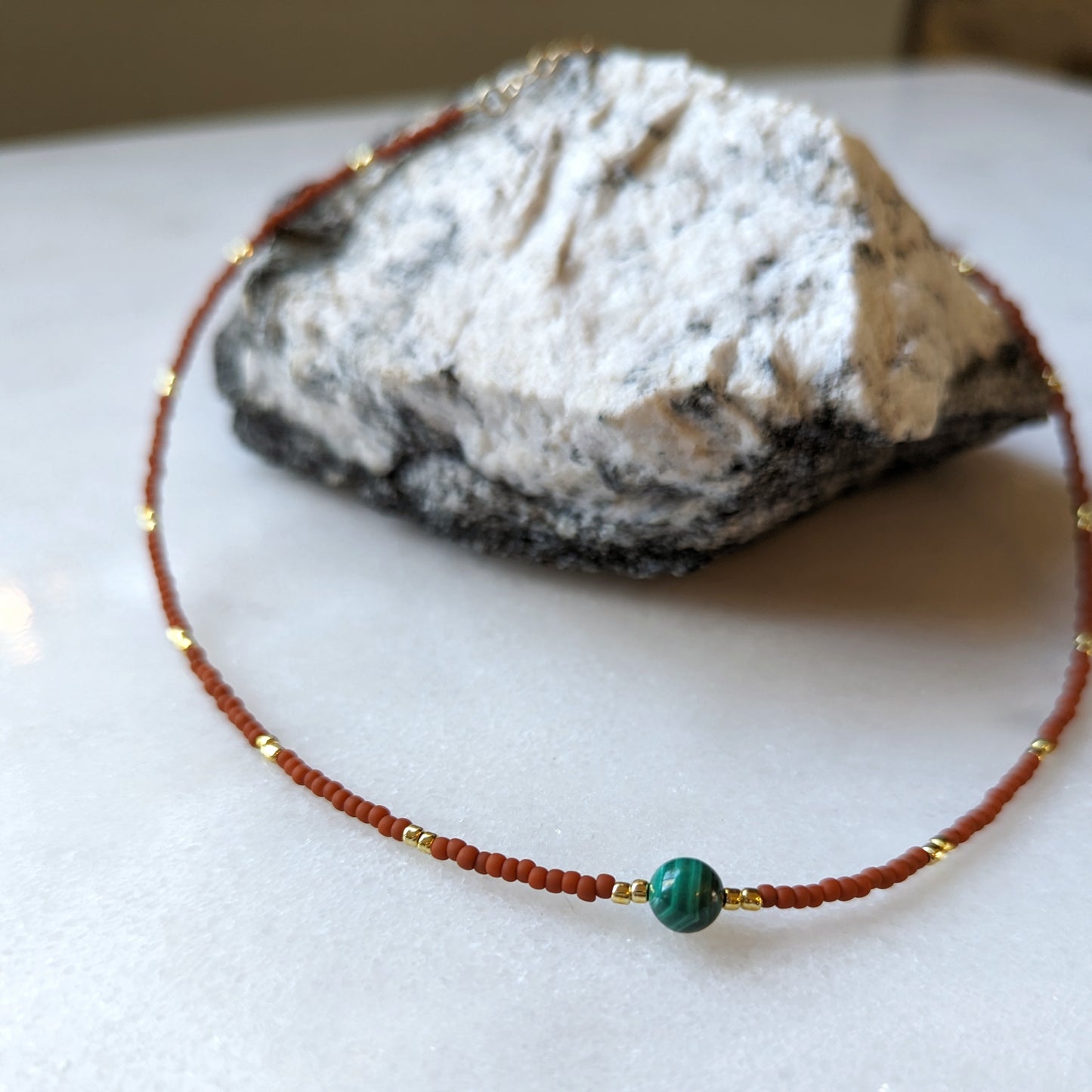 Malachite & Terra Cotta Accent Necklace