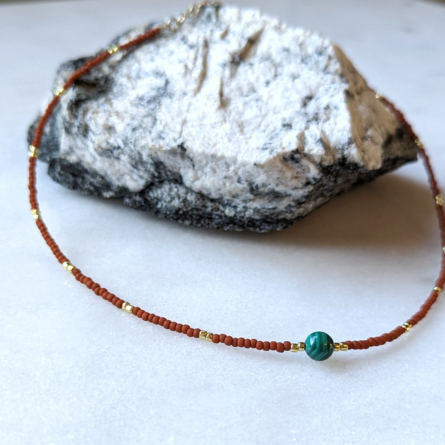 Malachite & Terra Cotta Accent Necklace