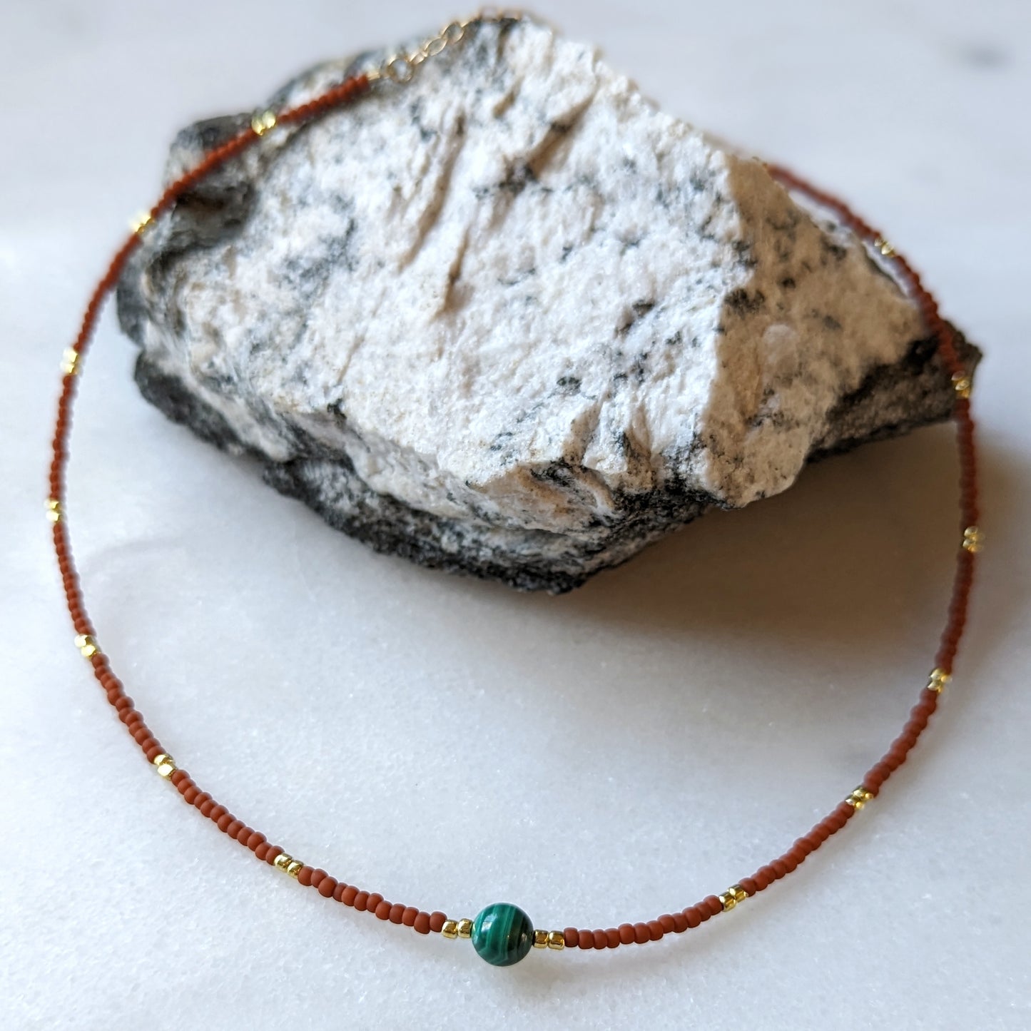 Malachite & Terra Cotta Accent Necklace