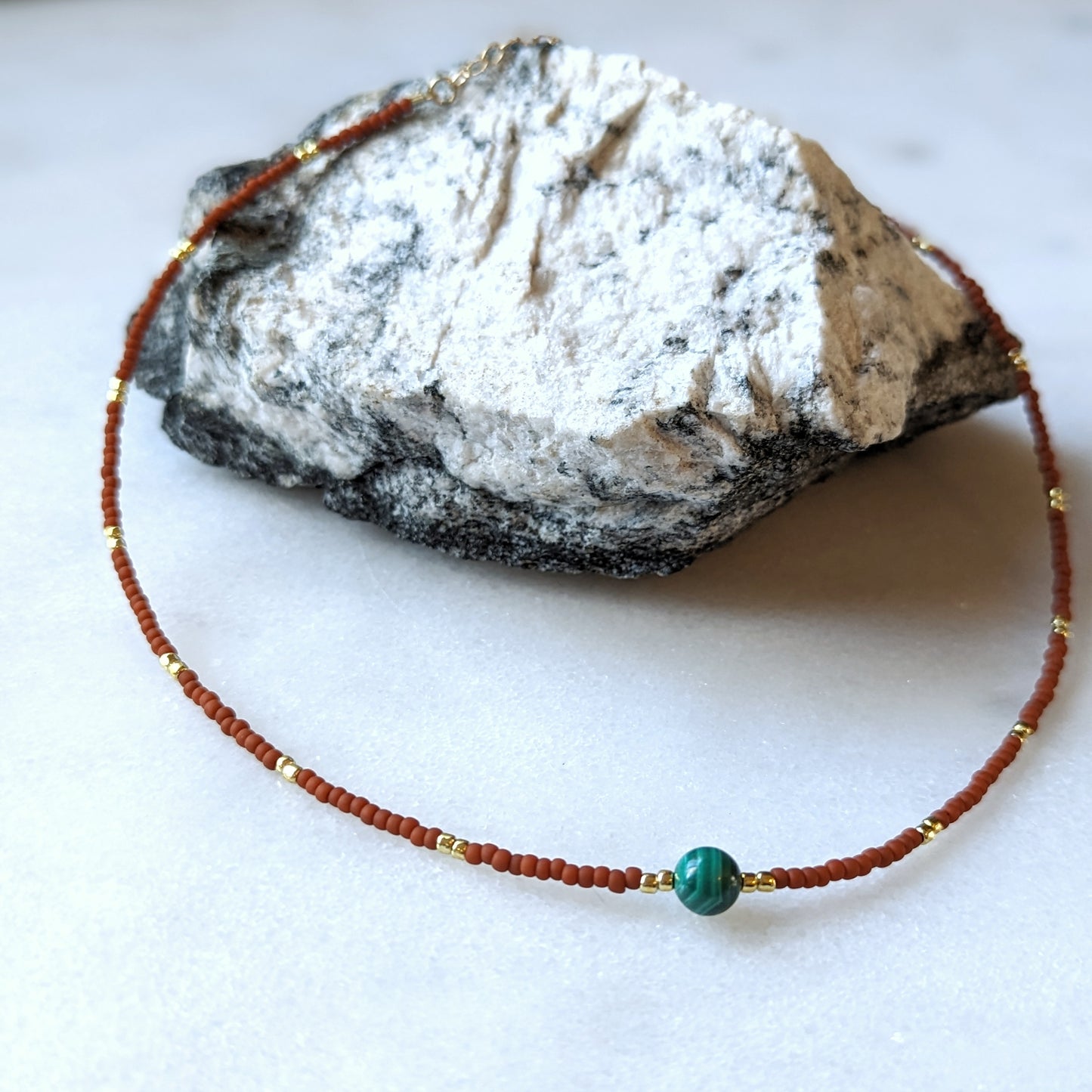 Malachite & Terra Cotta Accent Necklace