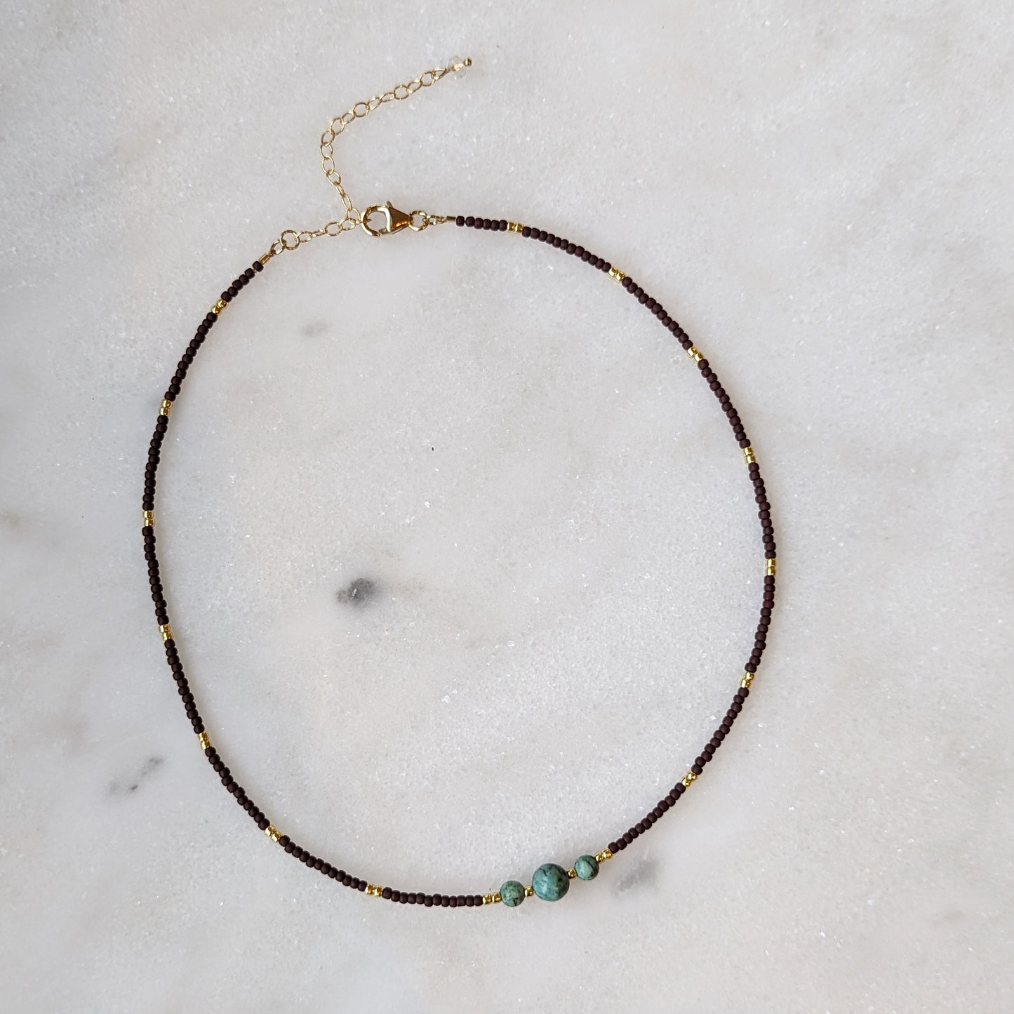 African Turquoise & Oxblood Triple Stone Necklace