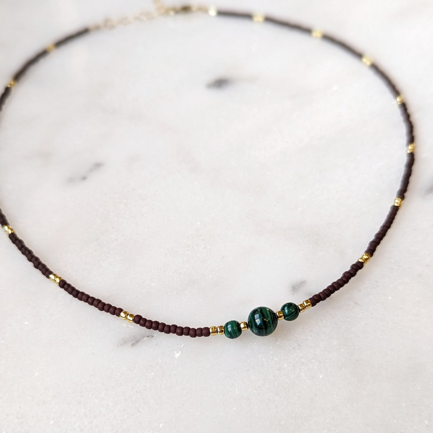 Malachite & Oxblood Triple Stone Necklace