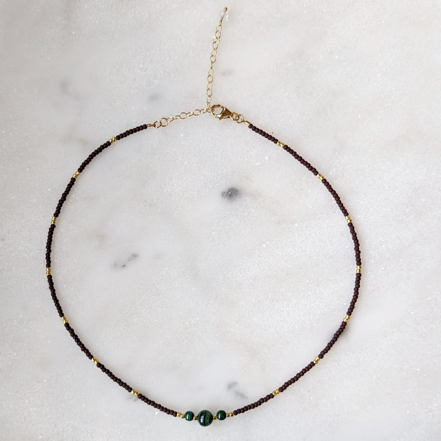 Malachite & Oxblood Triple Stone Necklace