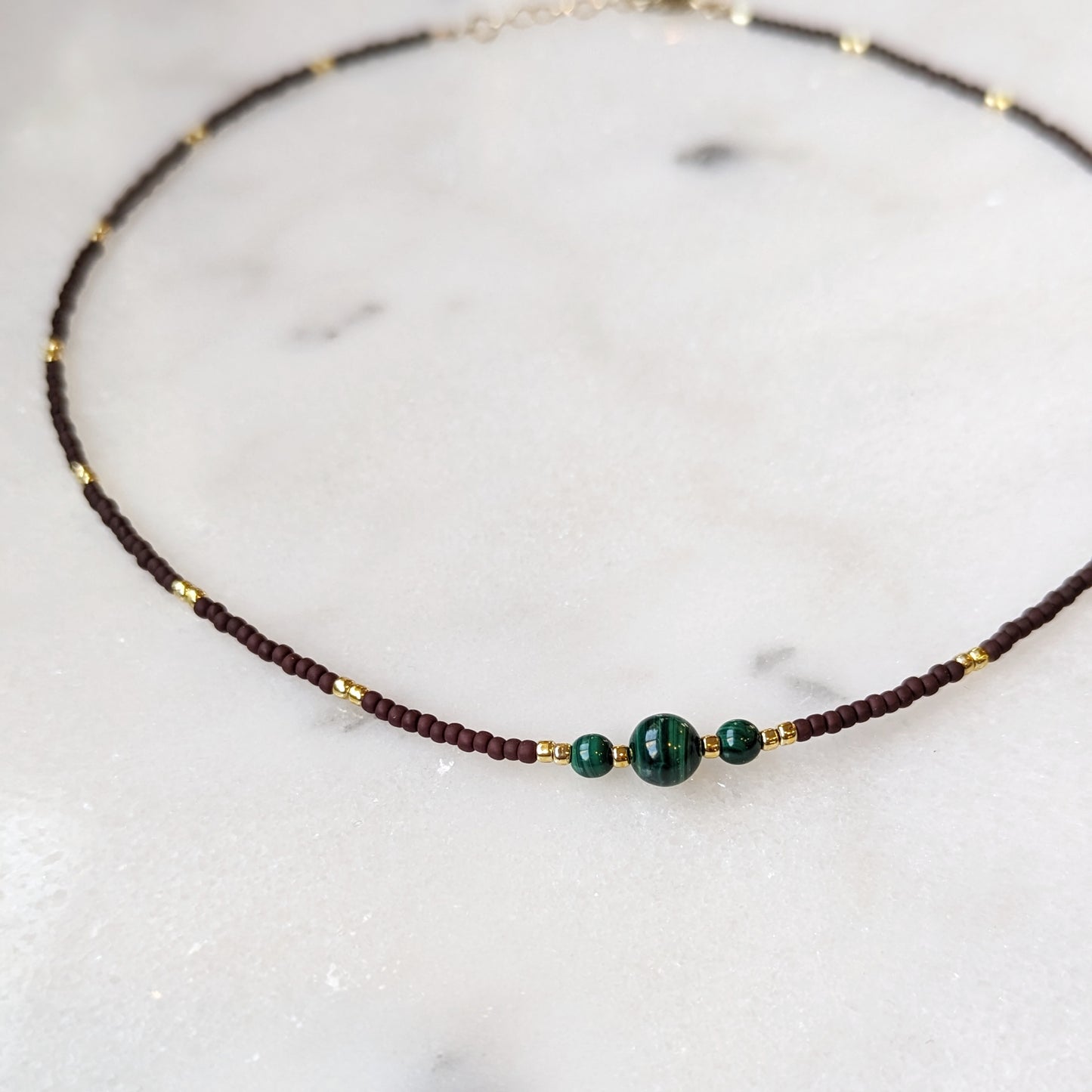 Malachite & Oxblood Triple Stone Necklace