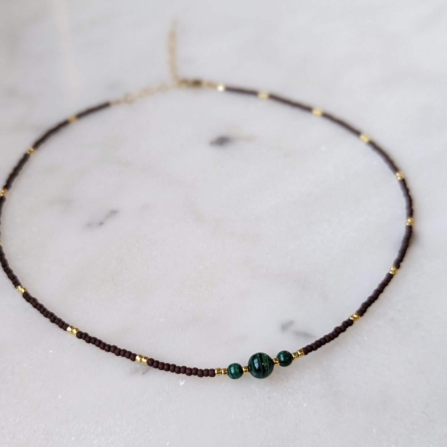 Malachite & Oxblood Triple Stone Necklace