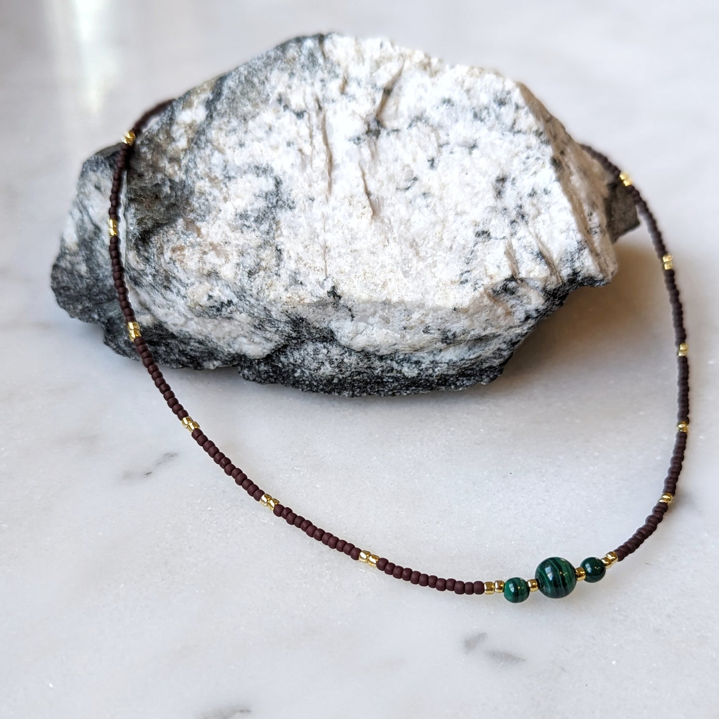 Malachite & Oxblood Triple Stone Necklace