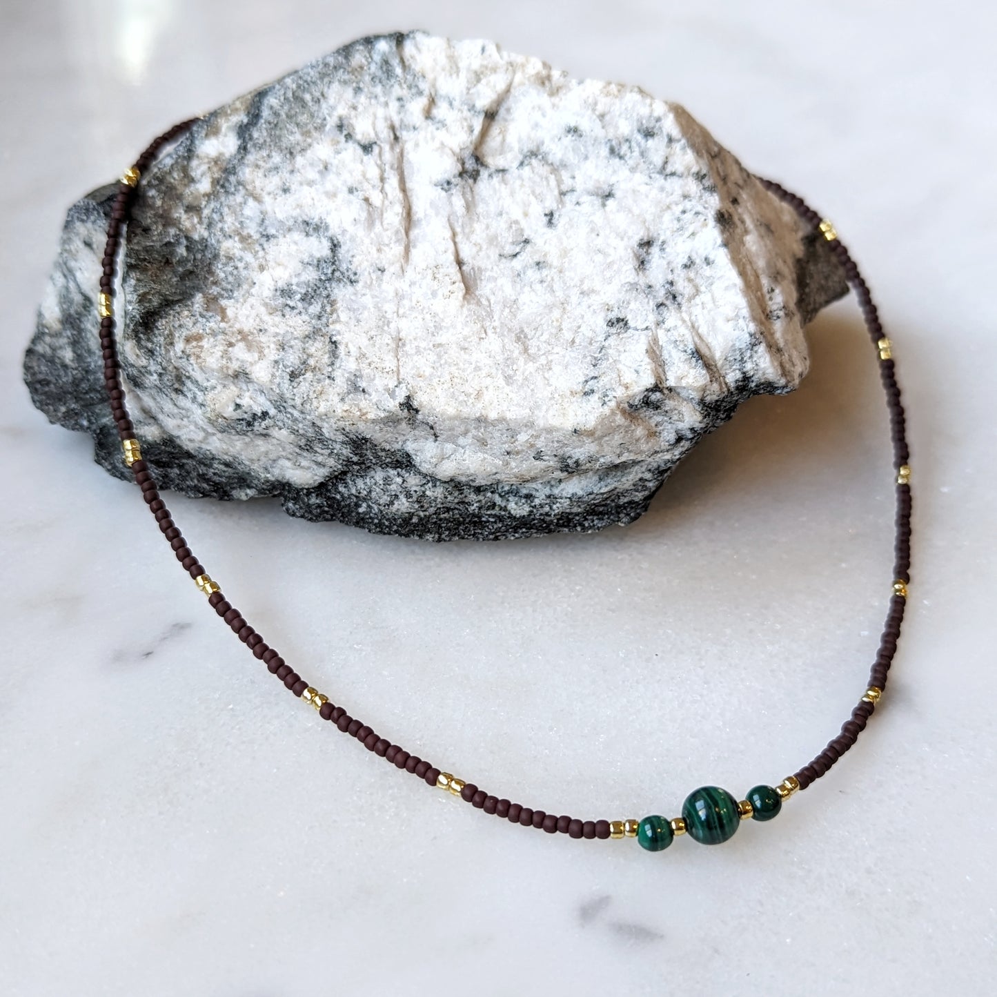 Malachite & Oxblood Triple Stone Necklace