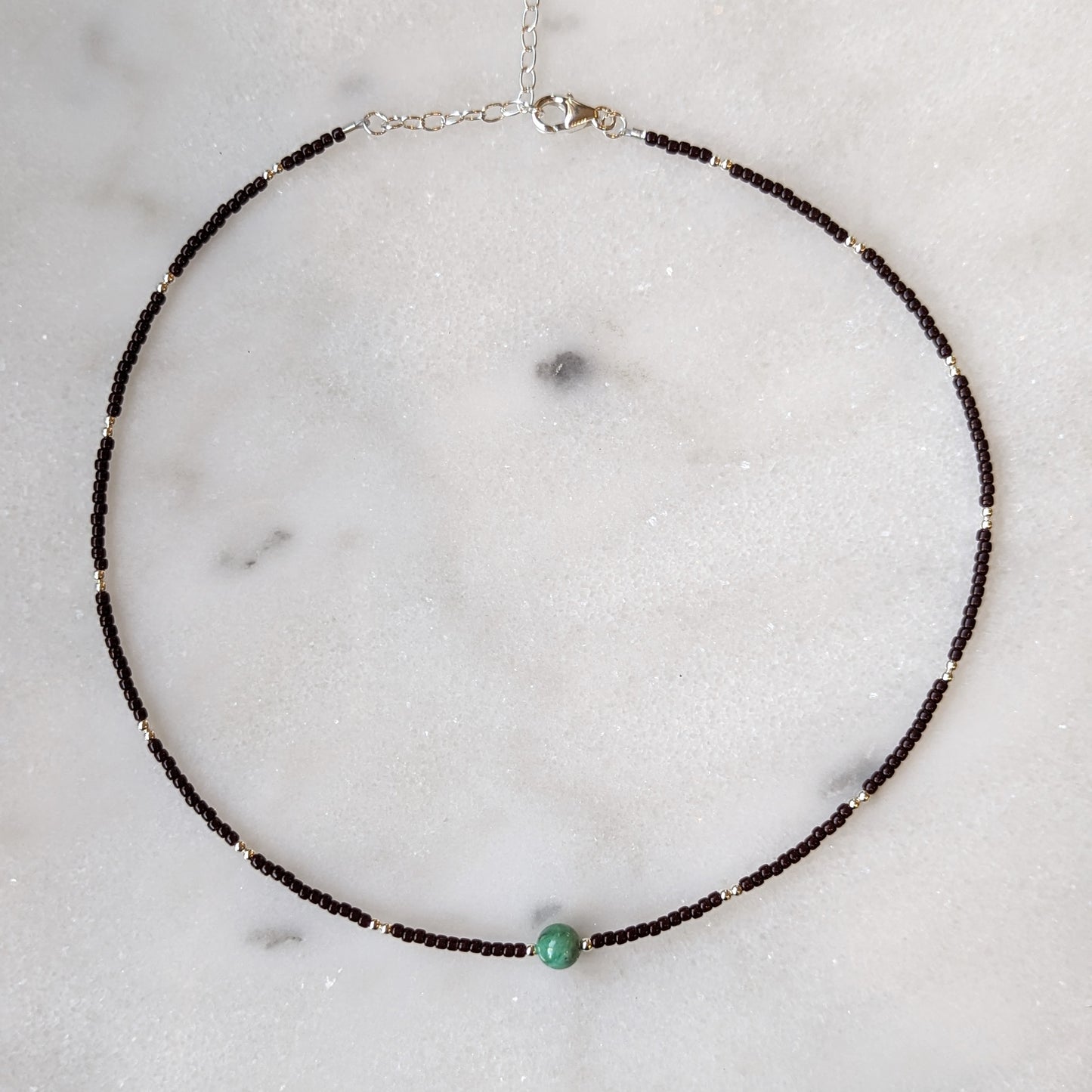 Variscite and Brown Sterling Silver Necklace