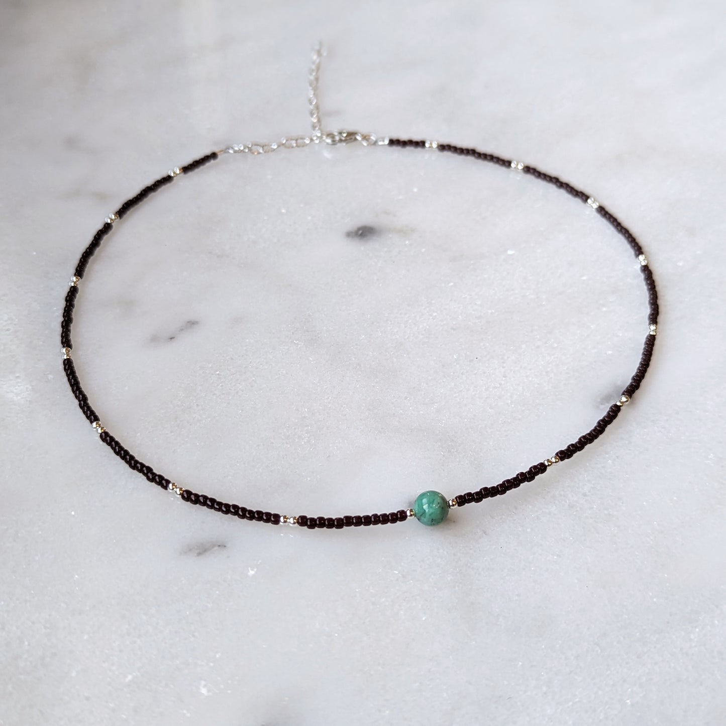 Variscite and Brown Sterling Silver Necklace