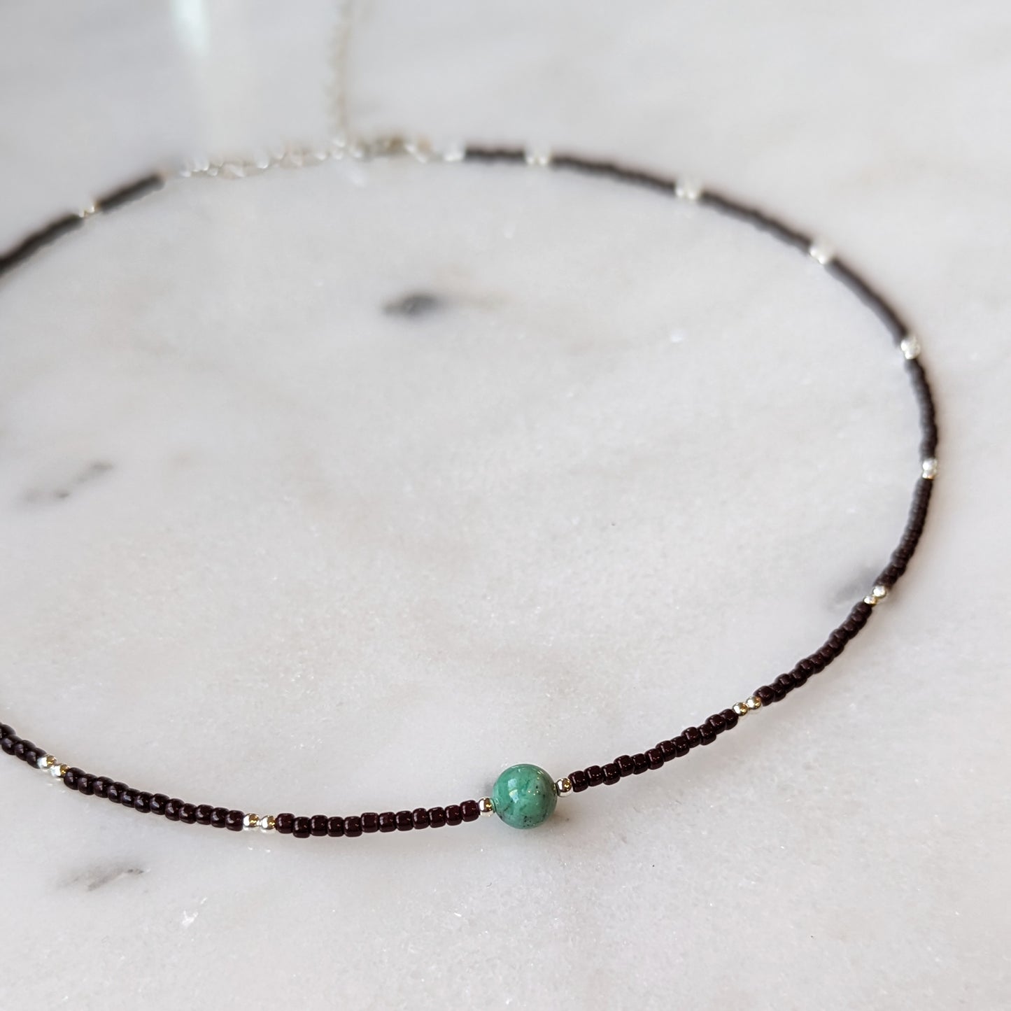 Variscite and Brown Sterling Silver Necklace