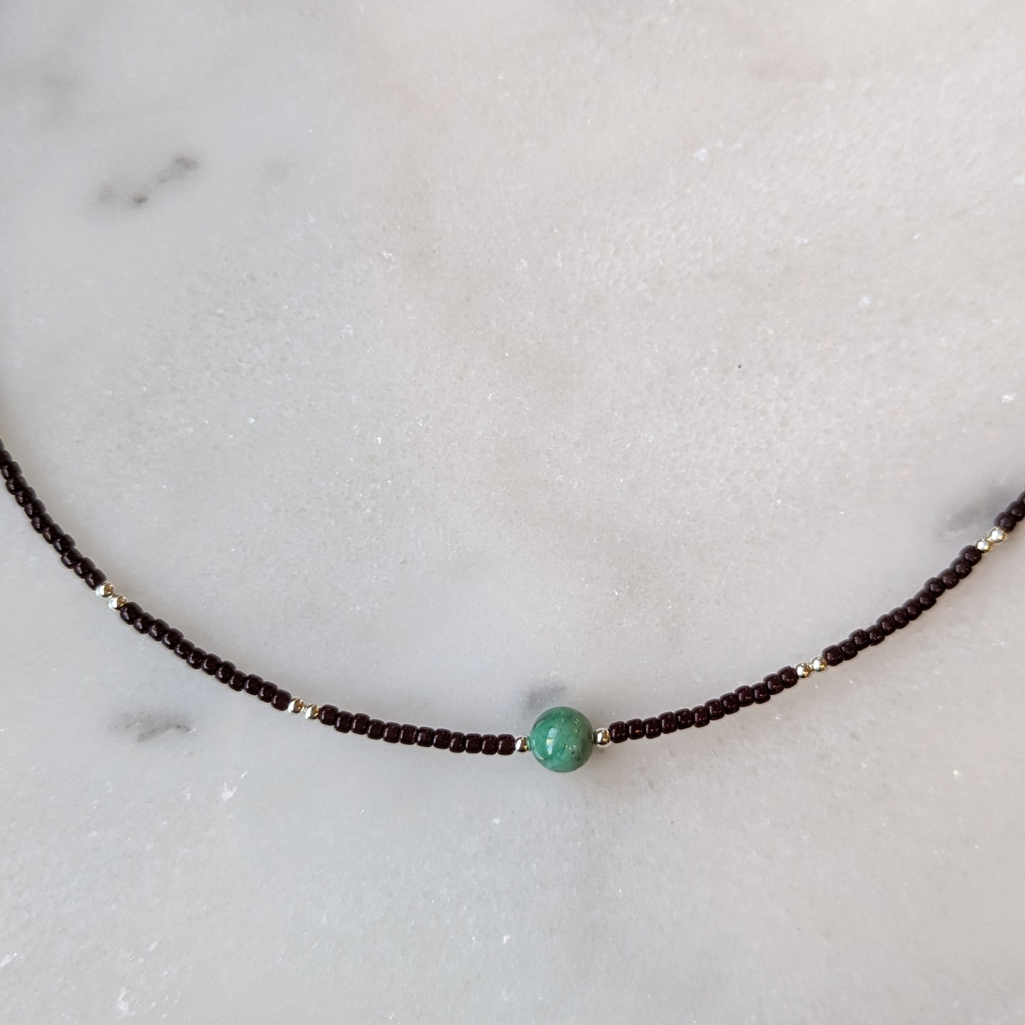 Variscite and Brown Sterling Silver Necklace