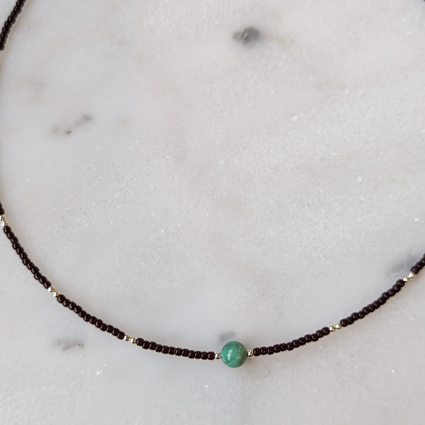Variscite and Brown Sterling Silver Necklace