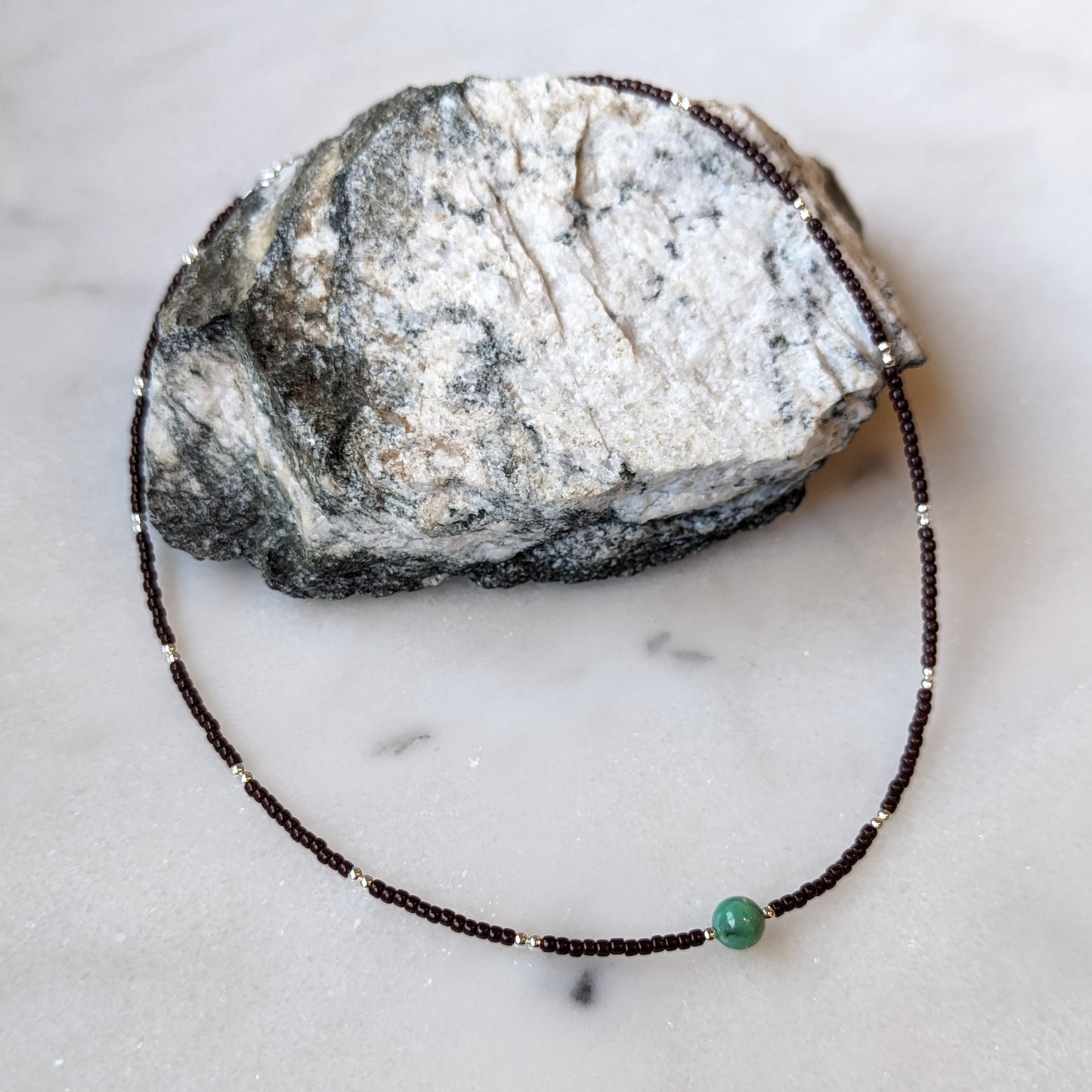 Variscite and Brown Sterling Silver Necklace