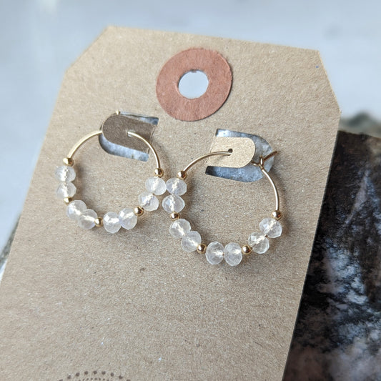 Rainbow Moonstone Mini Hoops