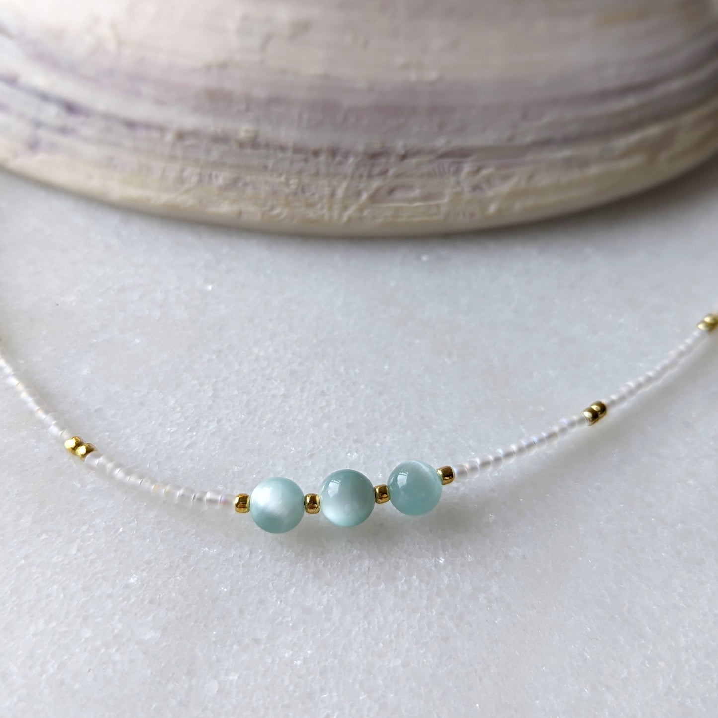 Green Moonstone Island Waterfall Necklace