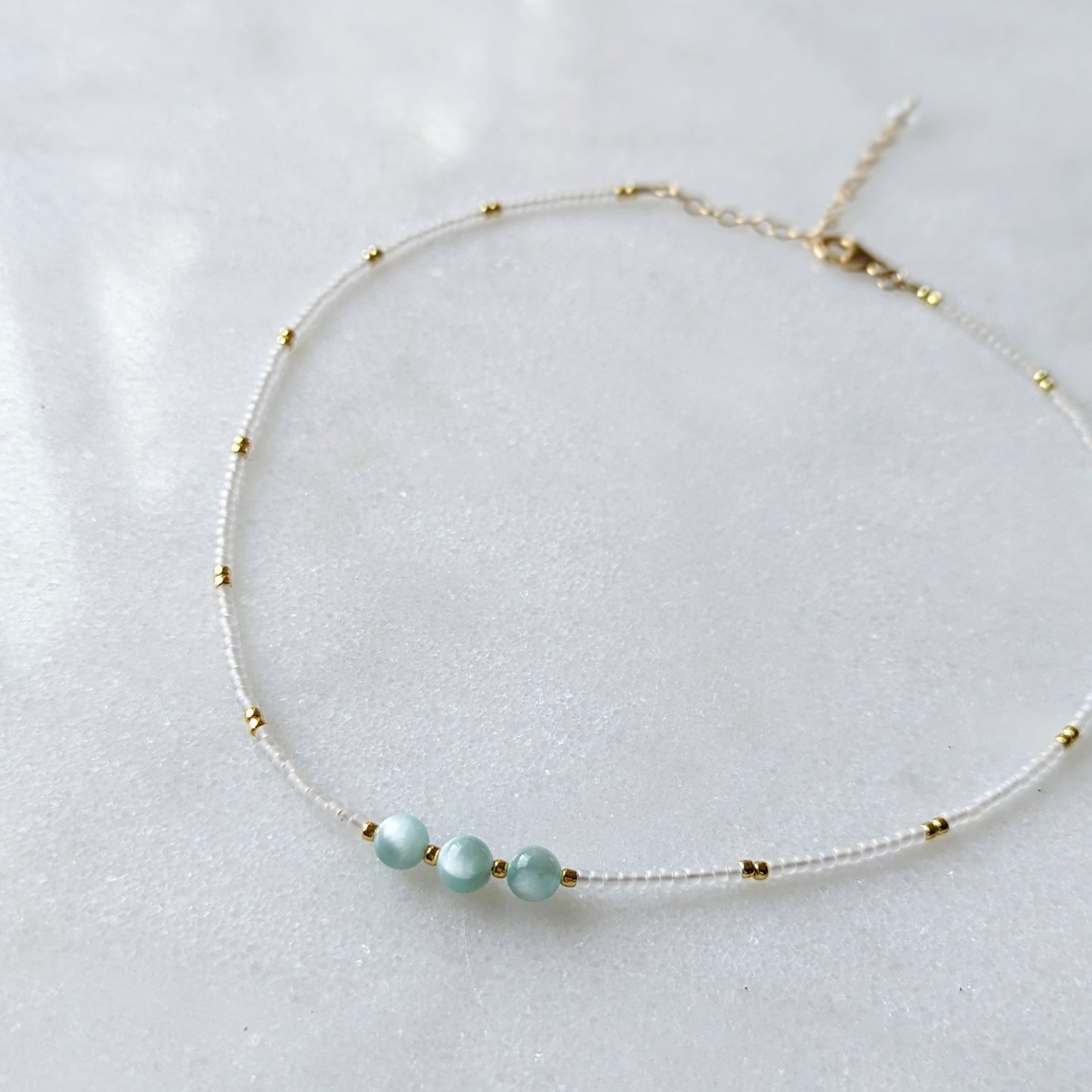 Green Moonstone Island Waterfall Necklace