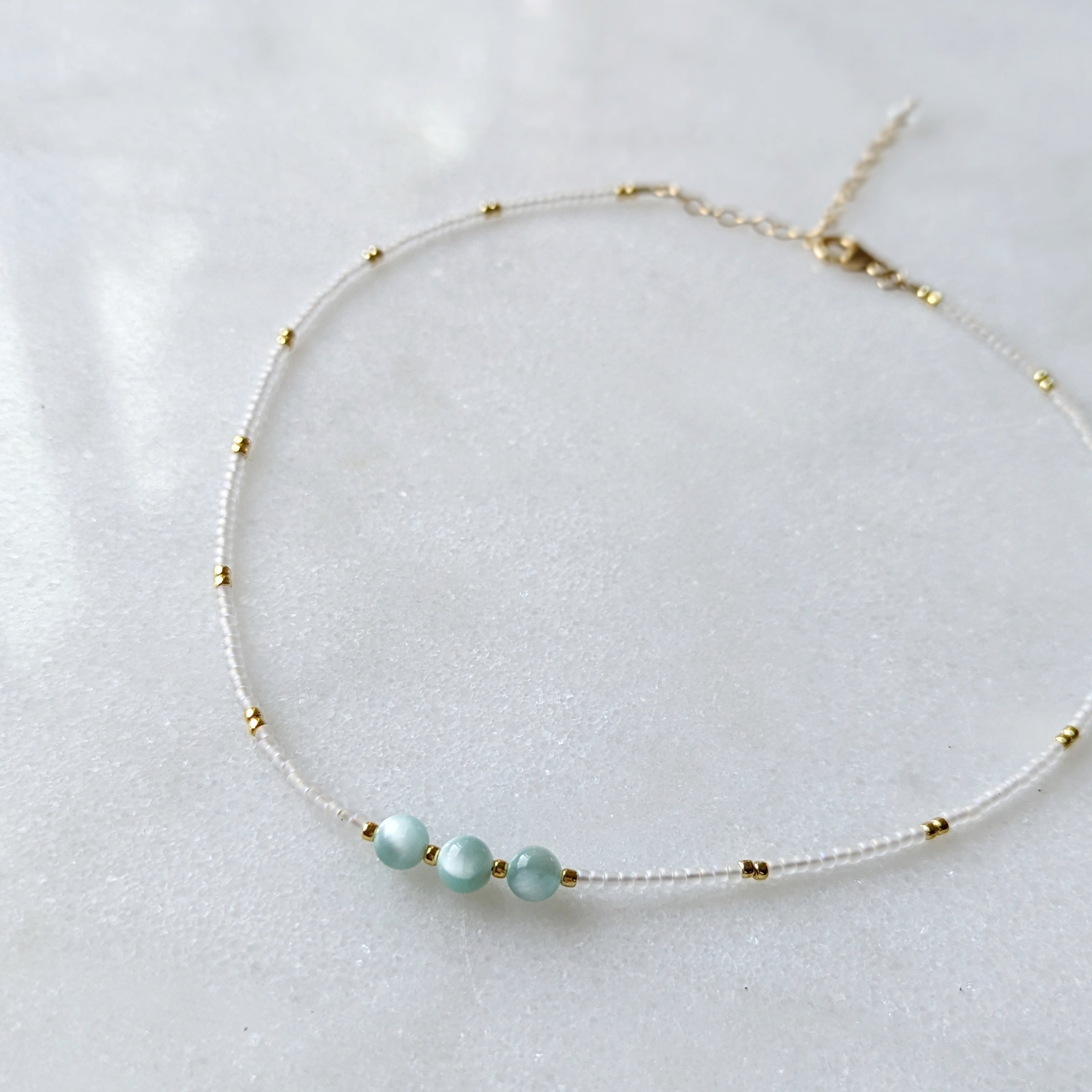 Green Moonstone Island Waterfall Necklace