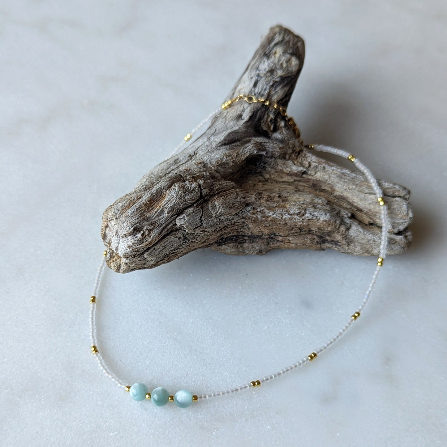 Green Moonstone Island Waterfall Necklace
