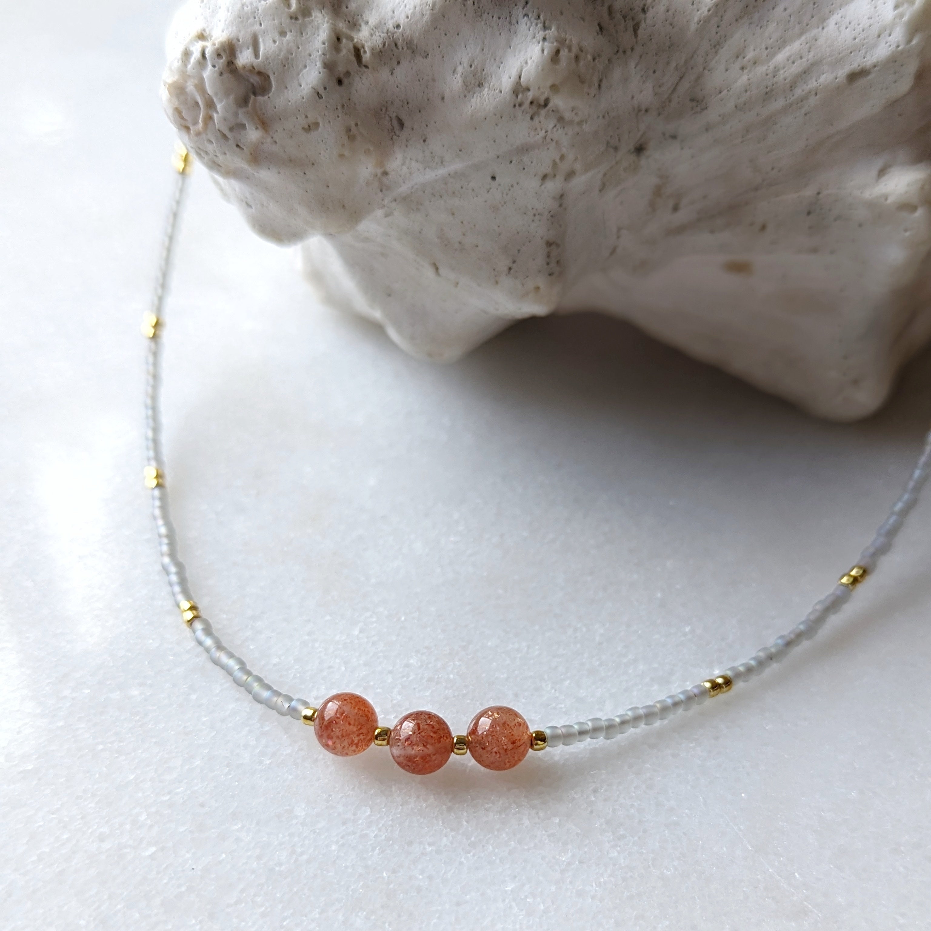 Sunstone Desert Coral Necklace