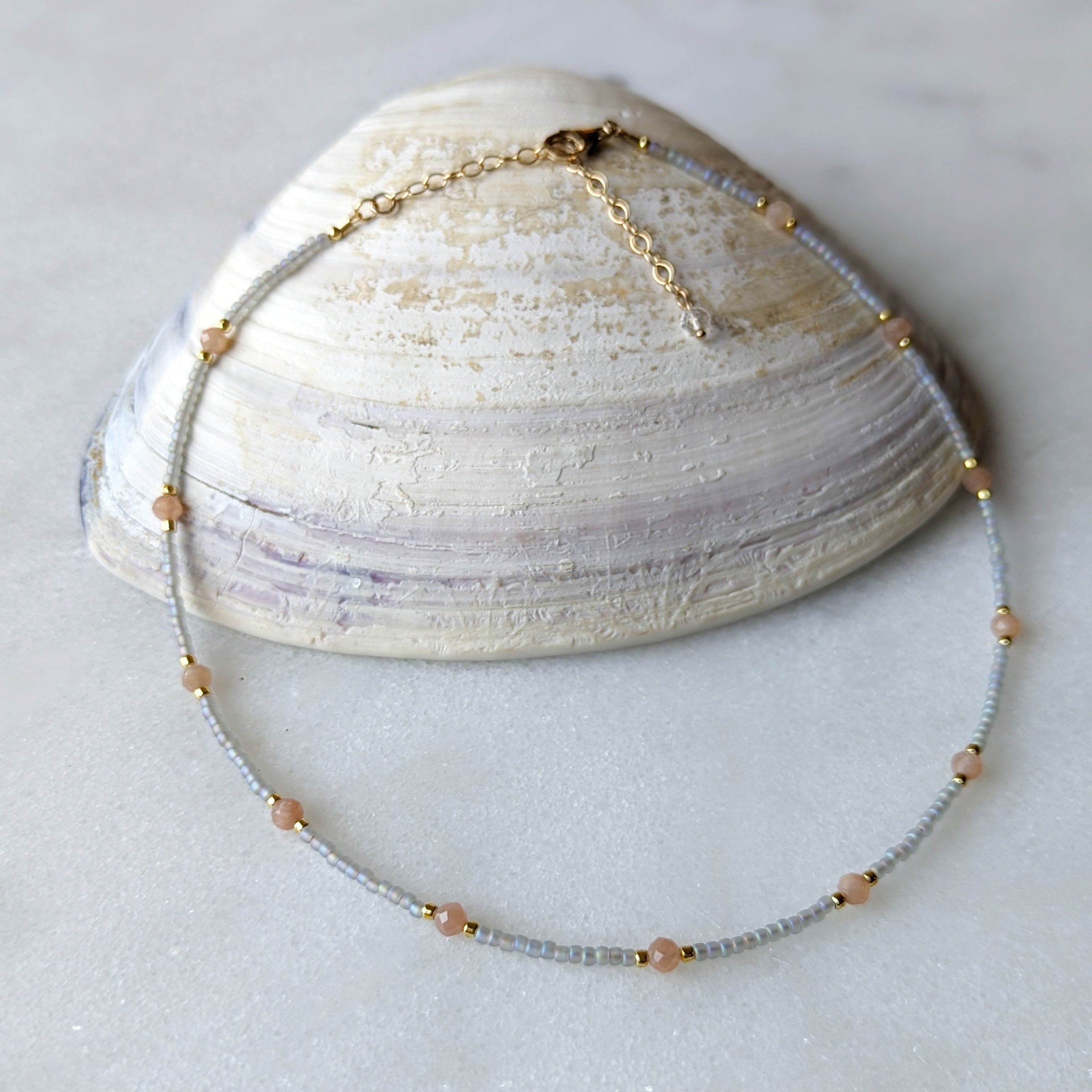 Peach Moonstone Coral Reef Necklace