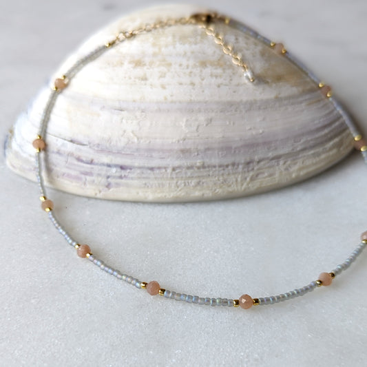 Peach Moonstone Coral Reef Necklace