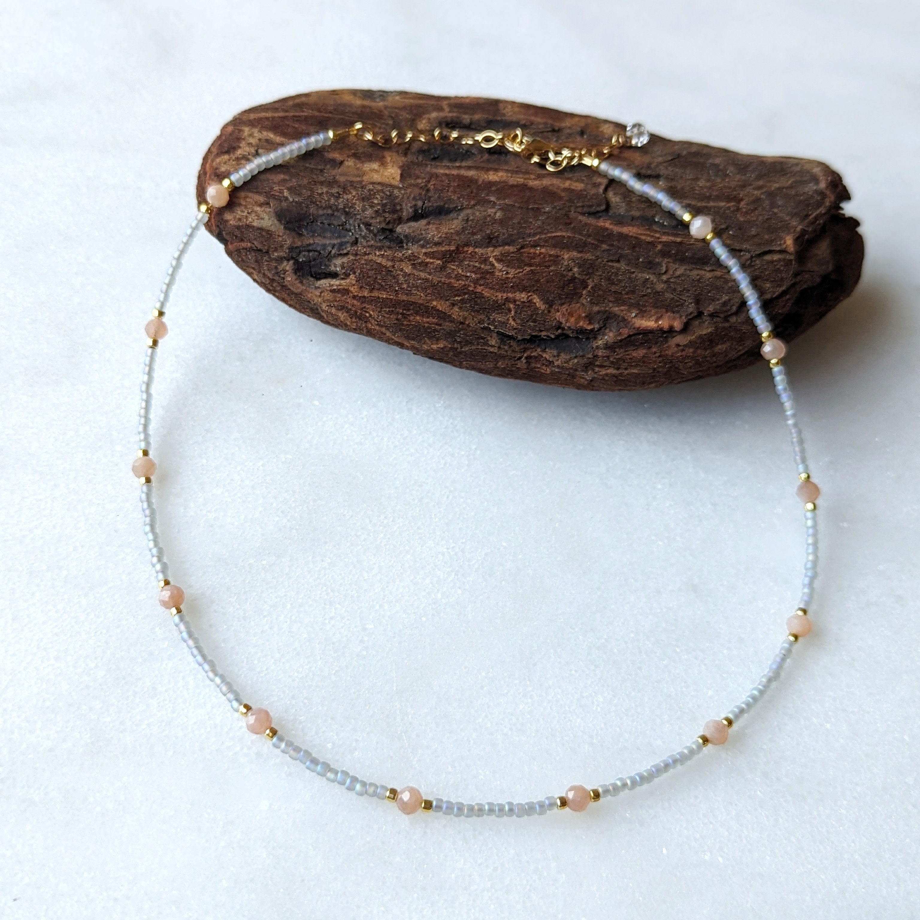 Peach Moonstone Coral Reef Necklace