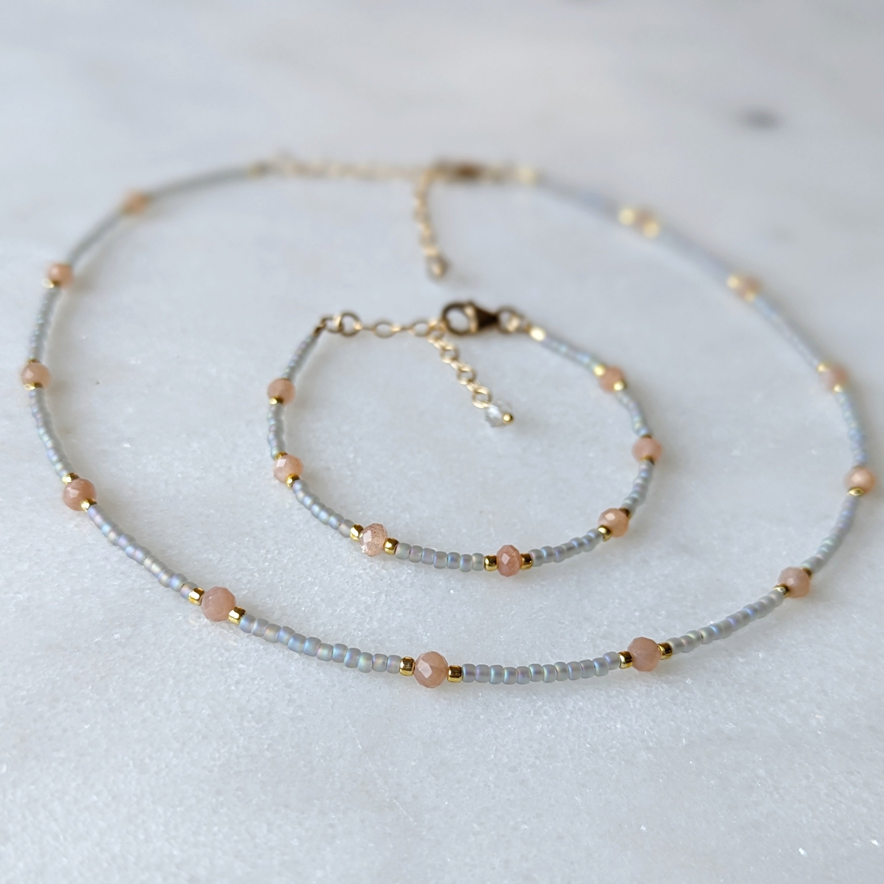 Peach Moonstone Coral Reef Bracelet