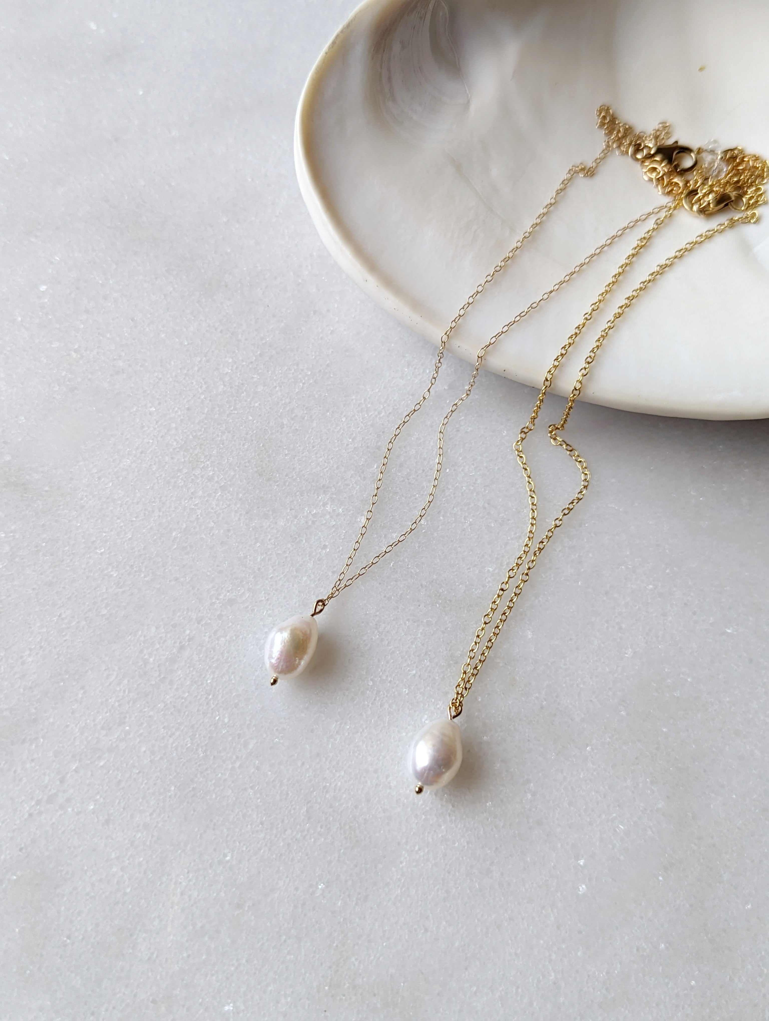 Freshwater Pearl Minimalist Drop Necklace