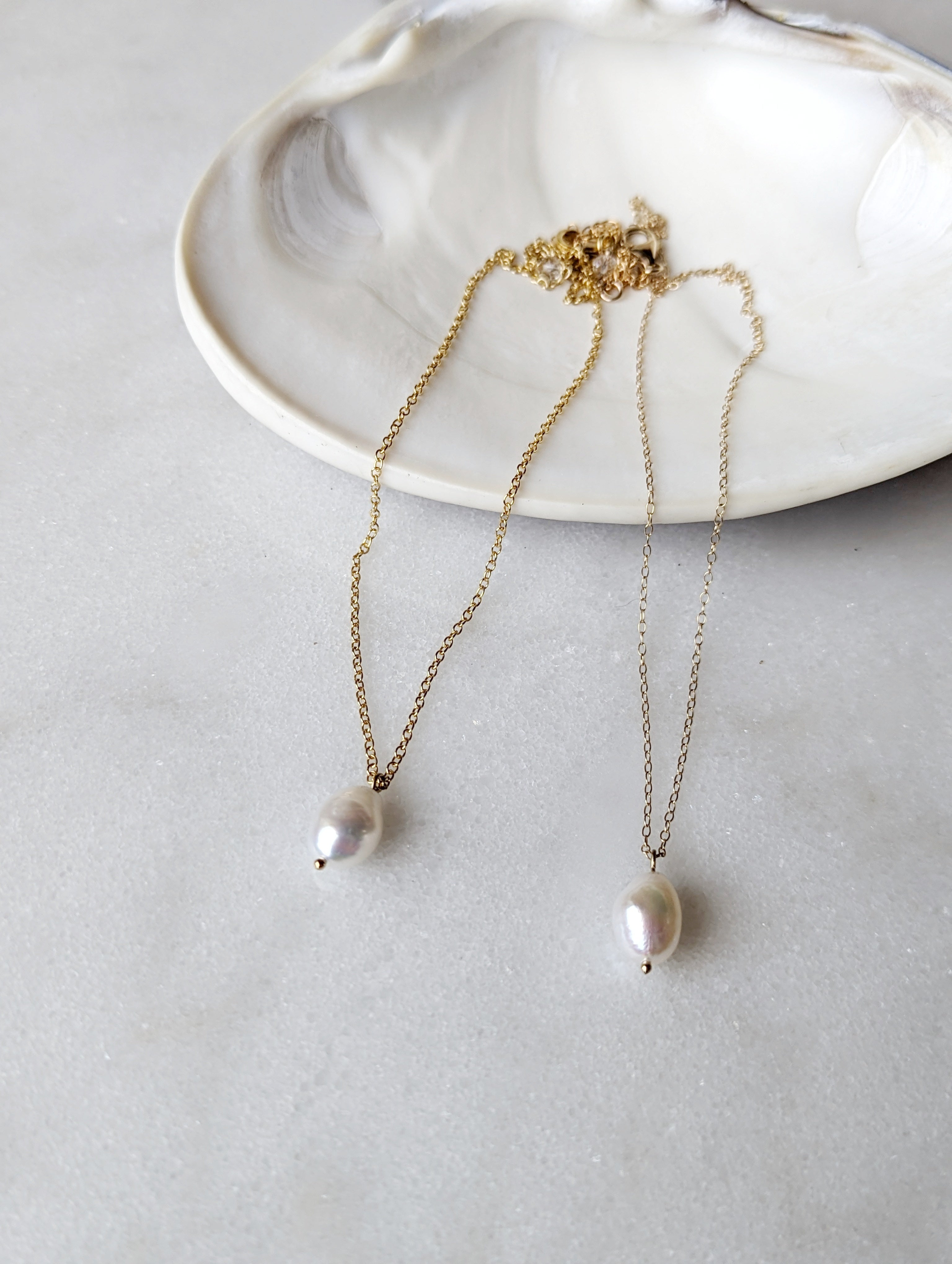 Freshwater Pearl Minimalist Drop Necklace