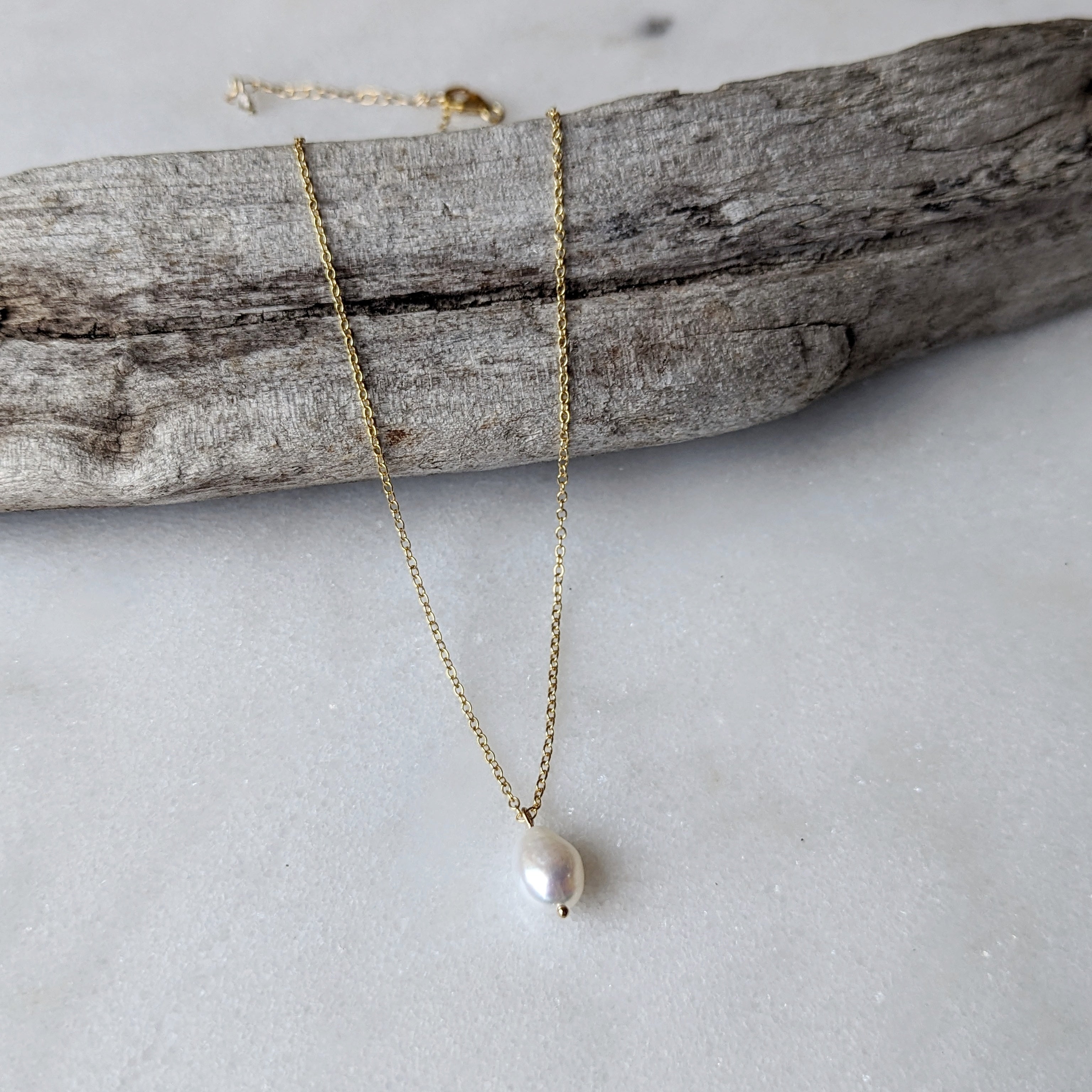 Freshwater Pearl Minimalist Drop Necklace