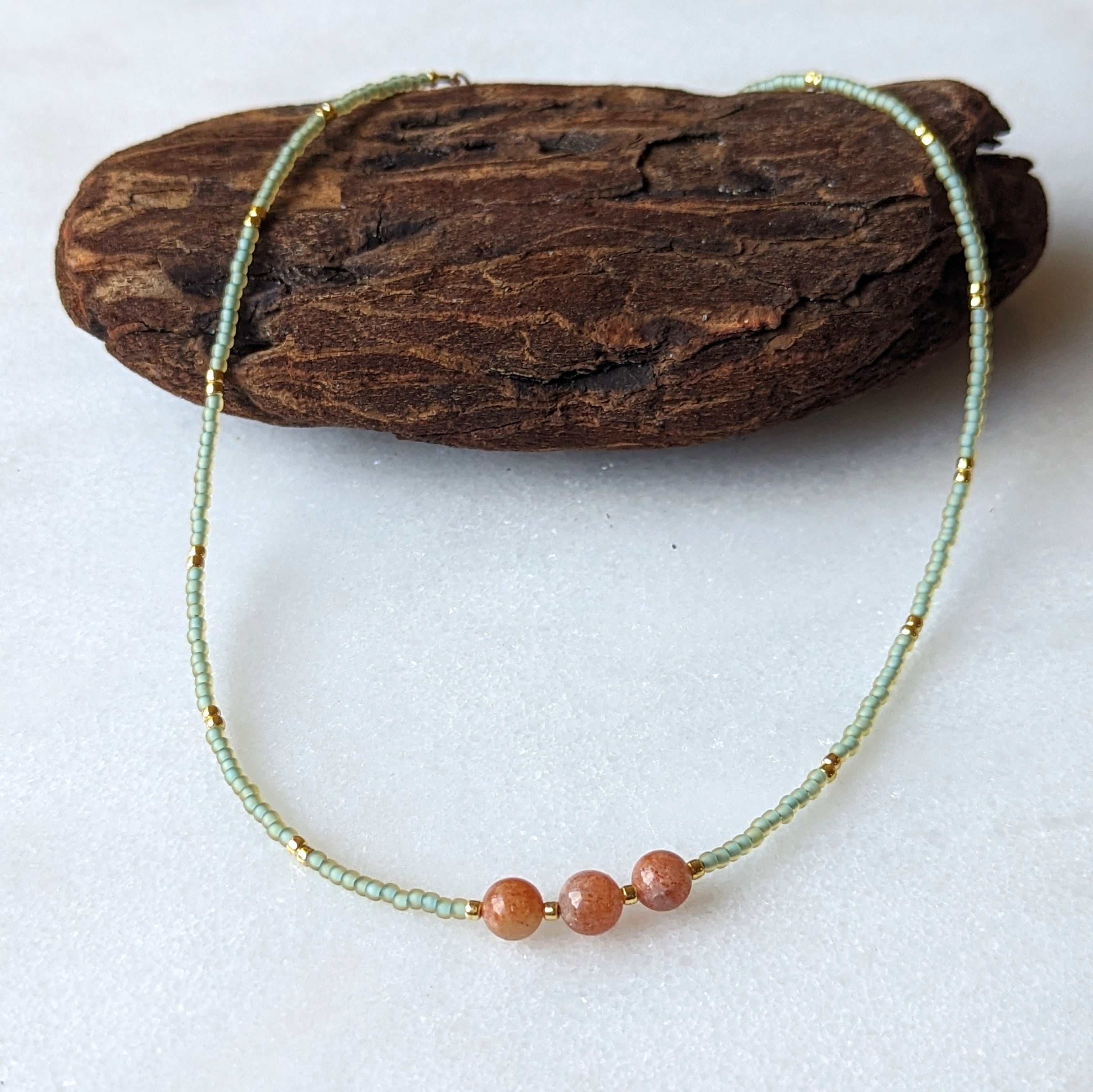 Sunstone Sea Foam Coral Necklace