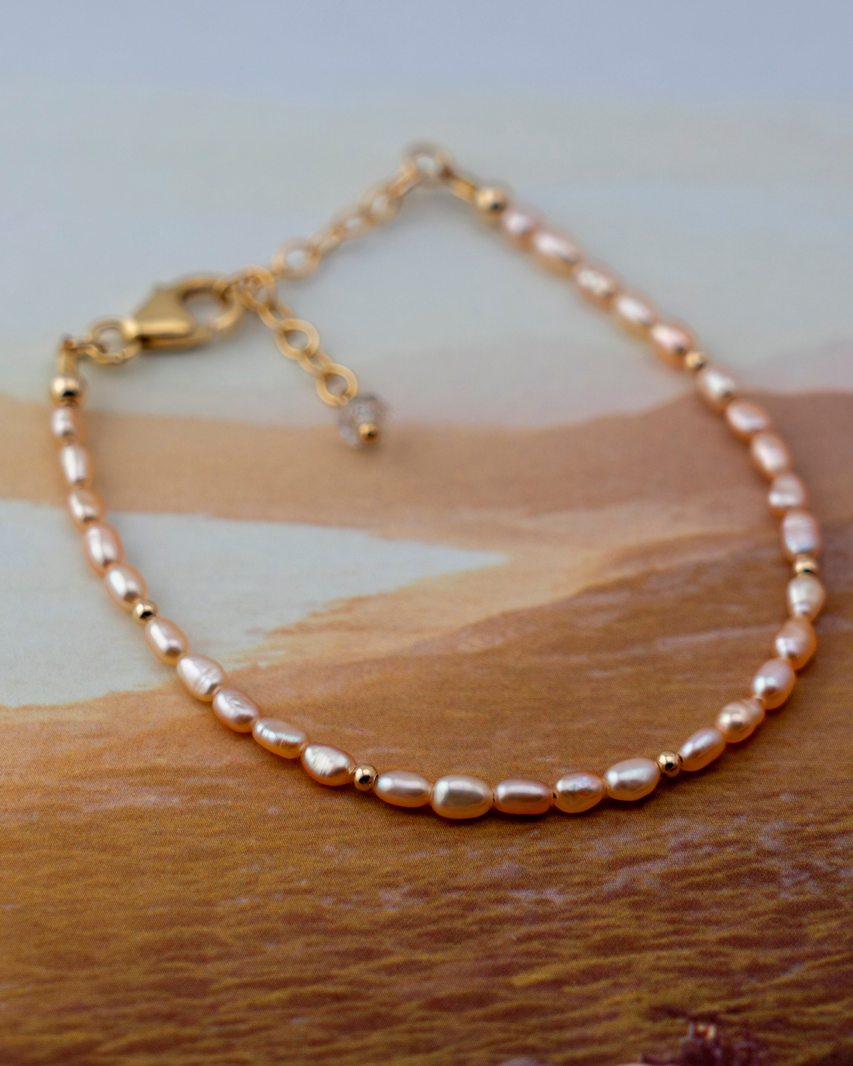 Golden Shores Peach Freshwater Pearl Bracelet