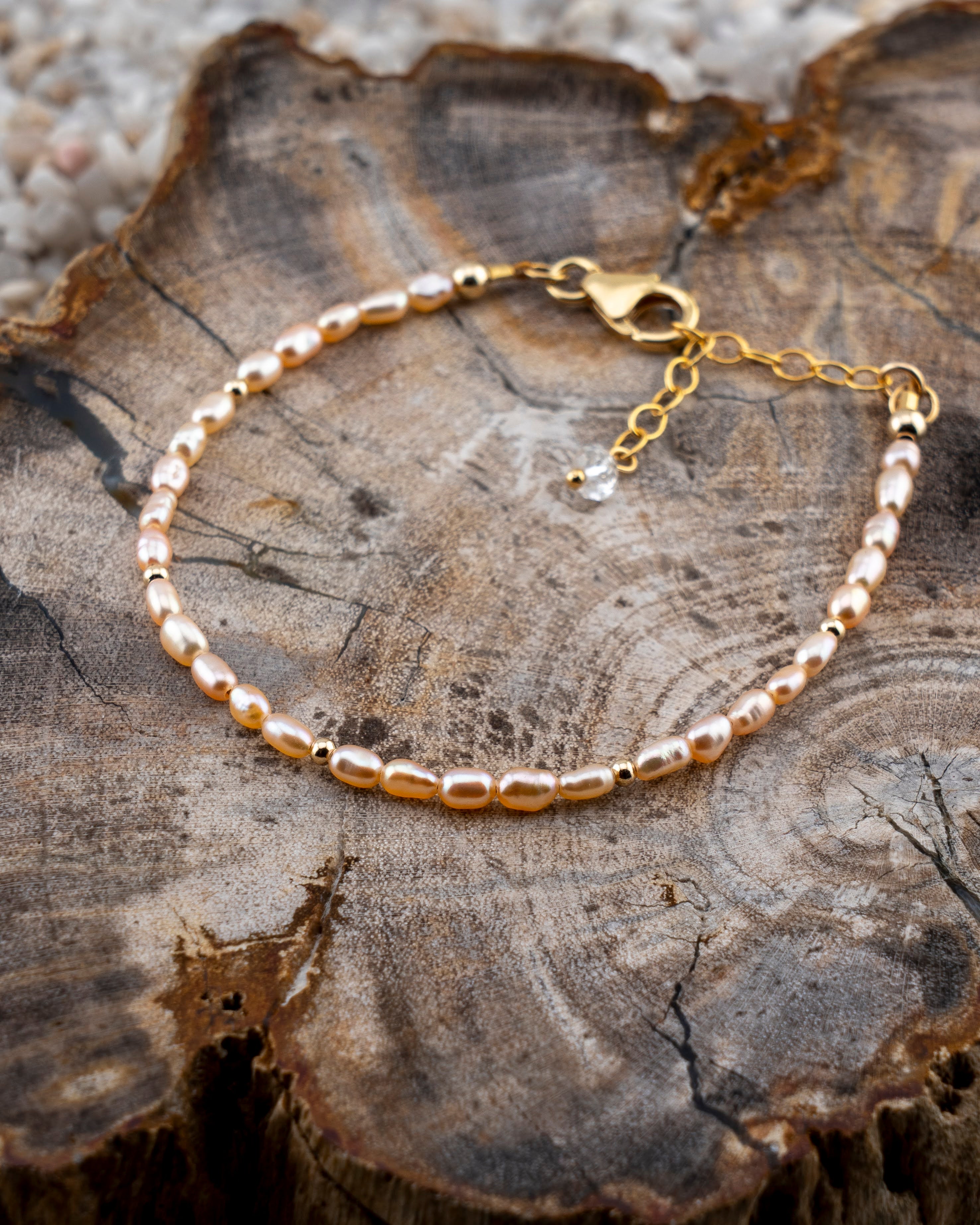 Golden Shores Peach Freshwater Pearl Bracelet