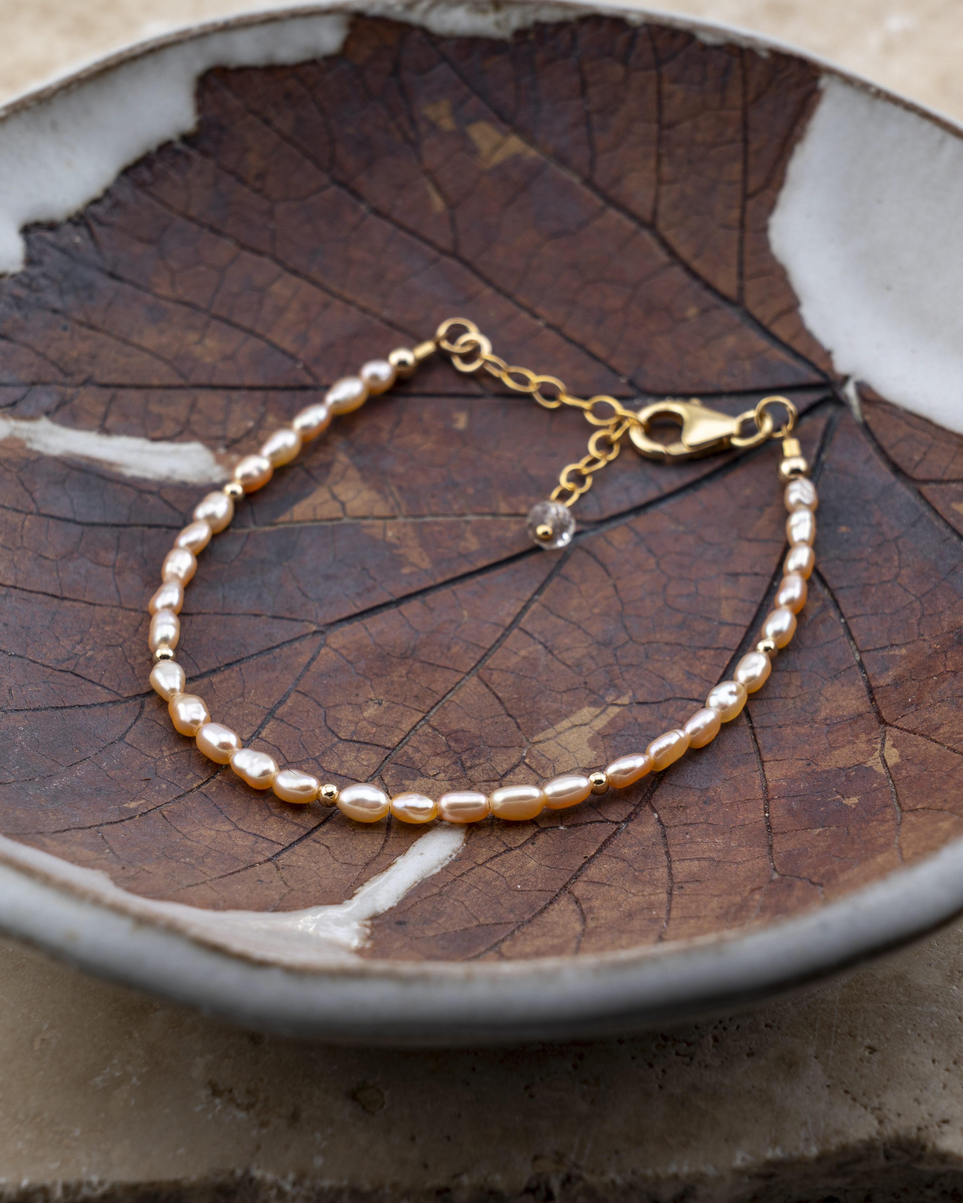Golden Shores Peach Freshwater Pearl Bracelet
