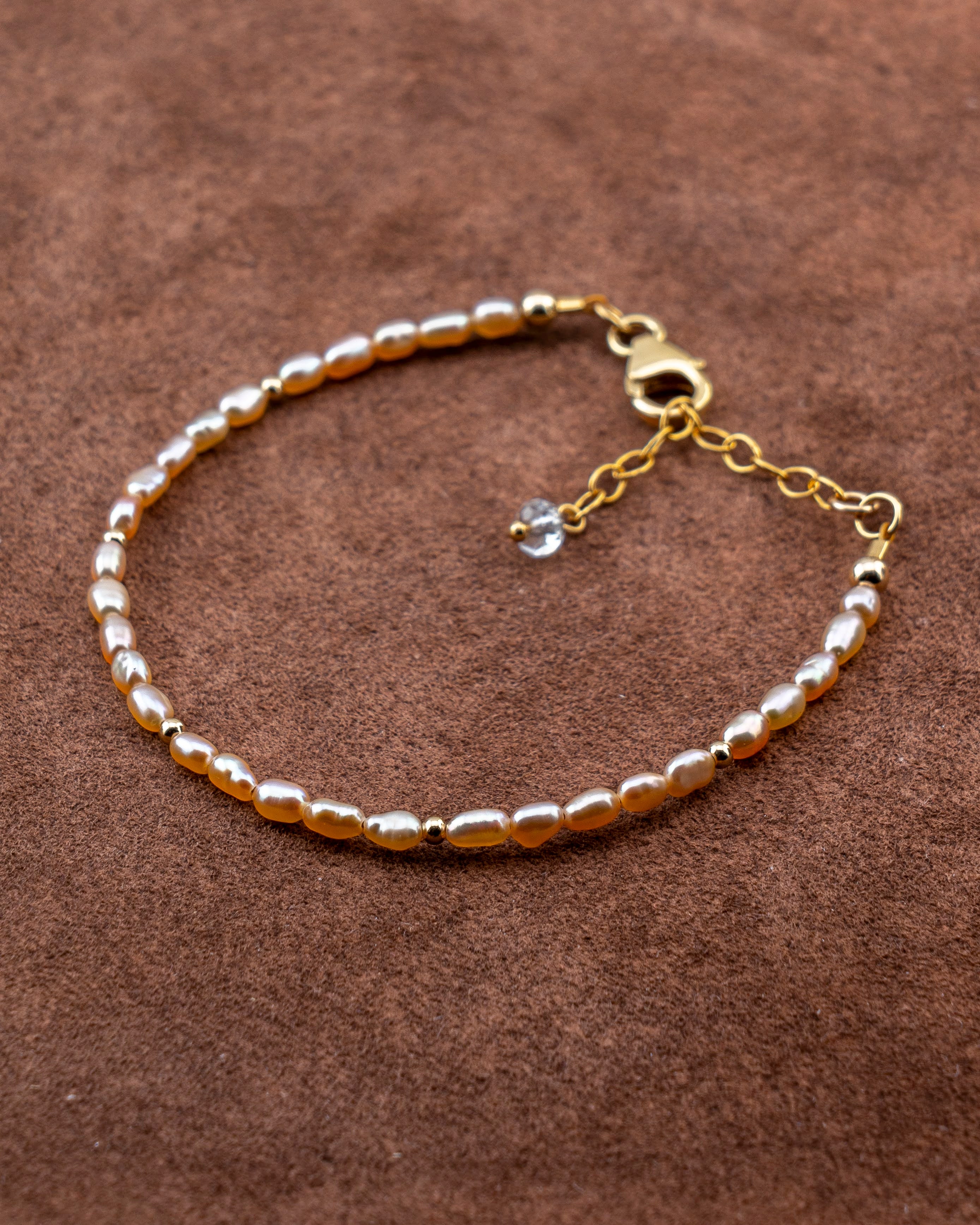 Golden Shores Peach Freshwater Pearl Bracelet