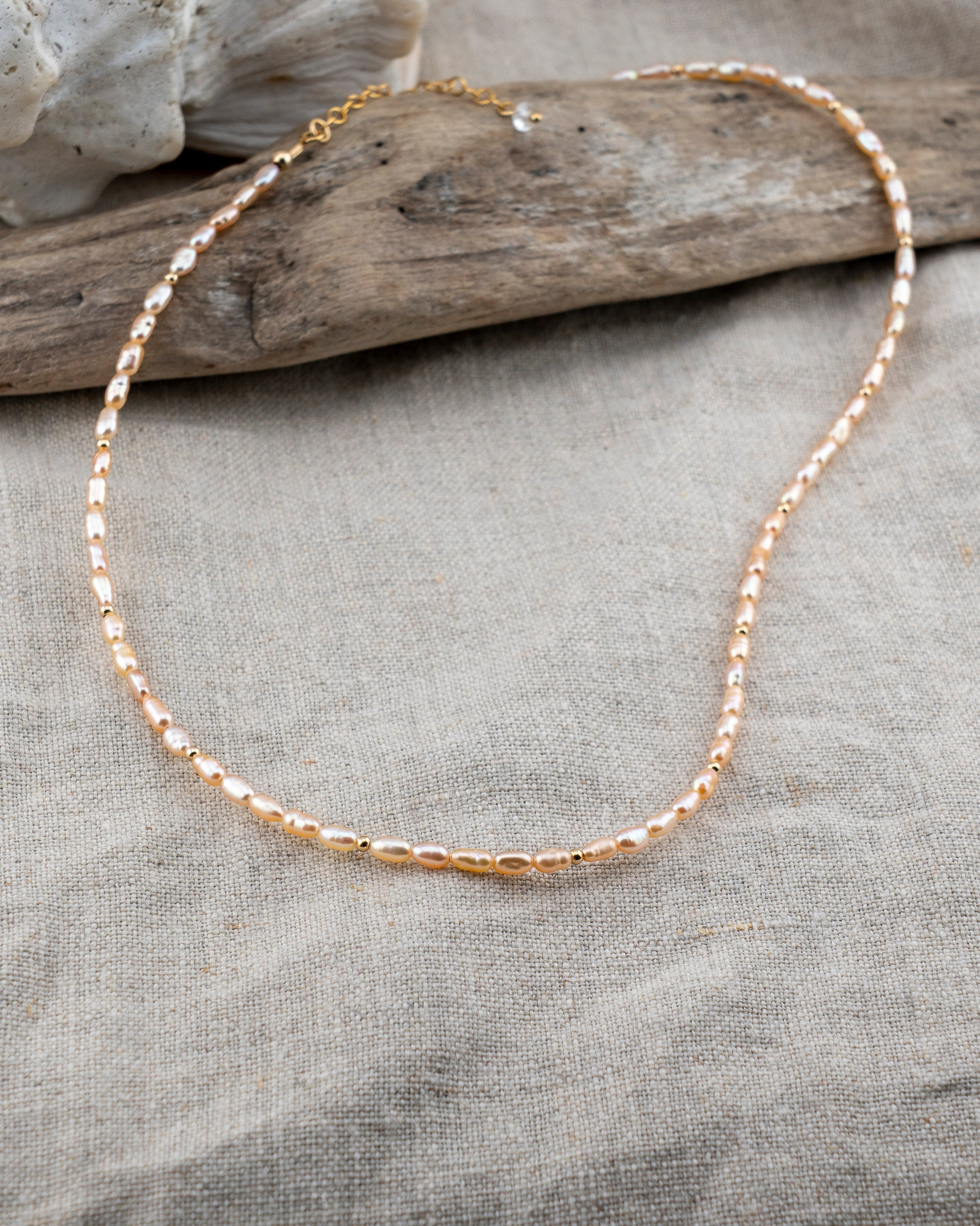 Golden Shores Peach Freshwater Pearl Necklace