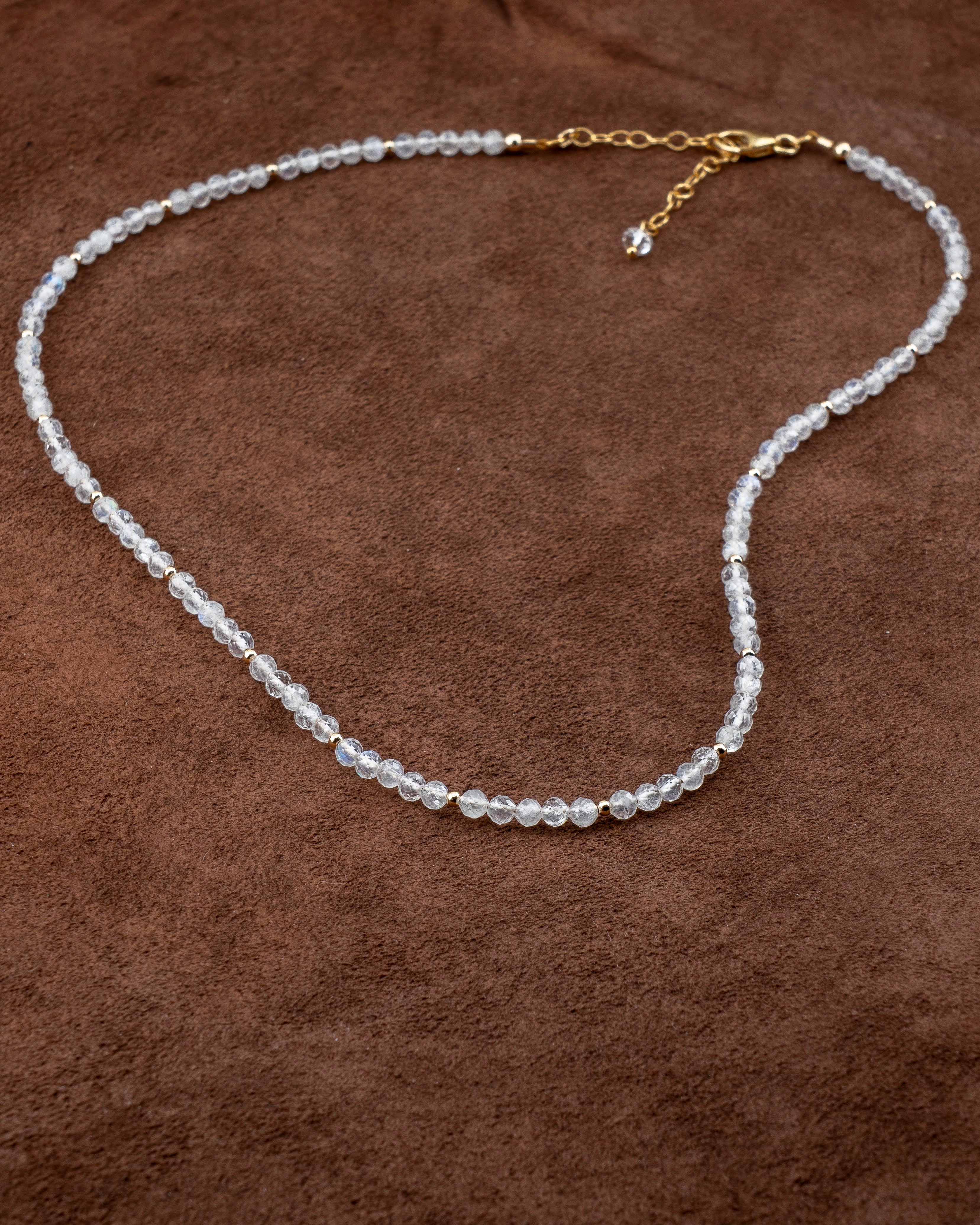 Lunar Glow Rainbow Moonstone Necklace