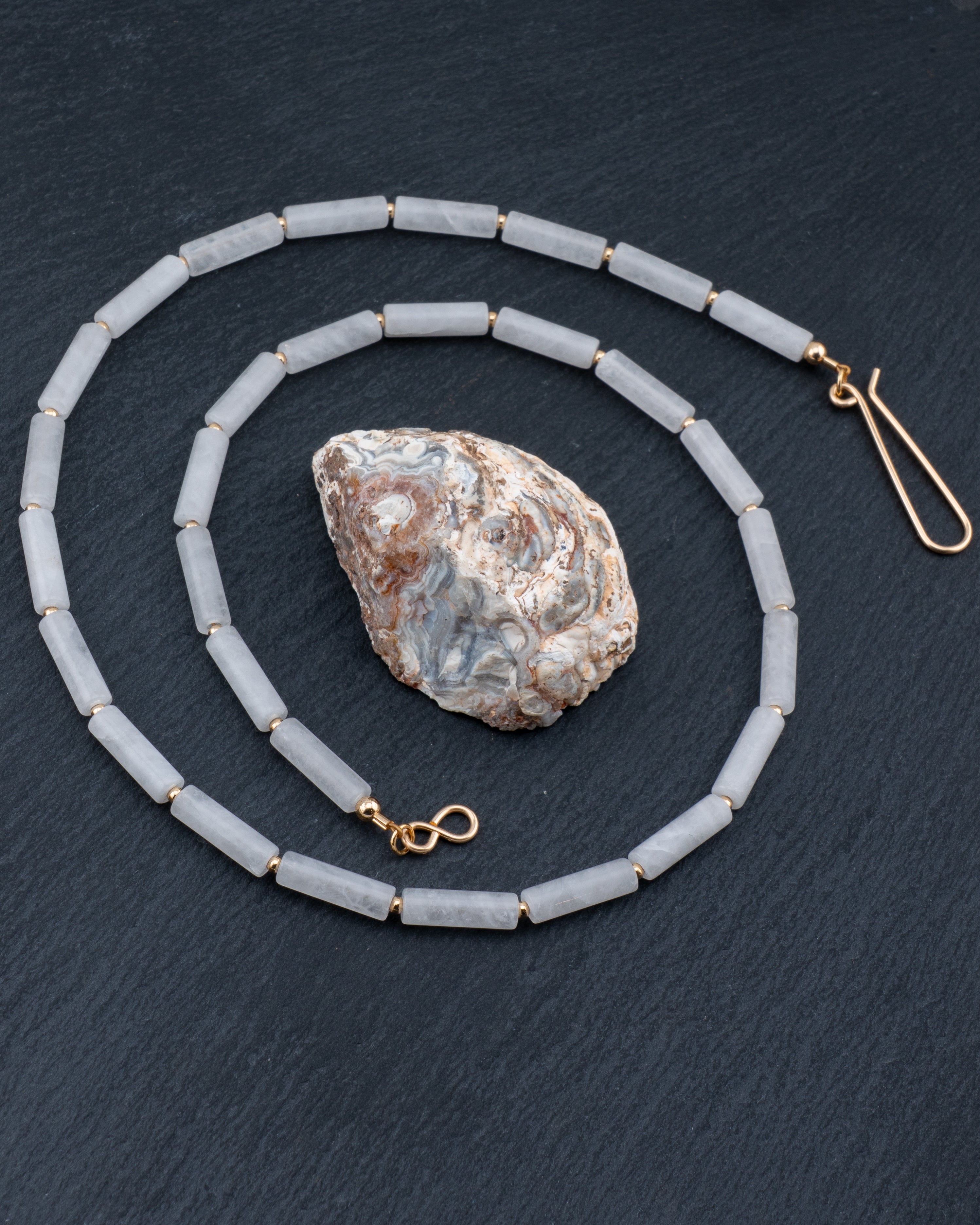 Coastal Mist White Jade Necklace
