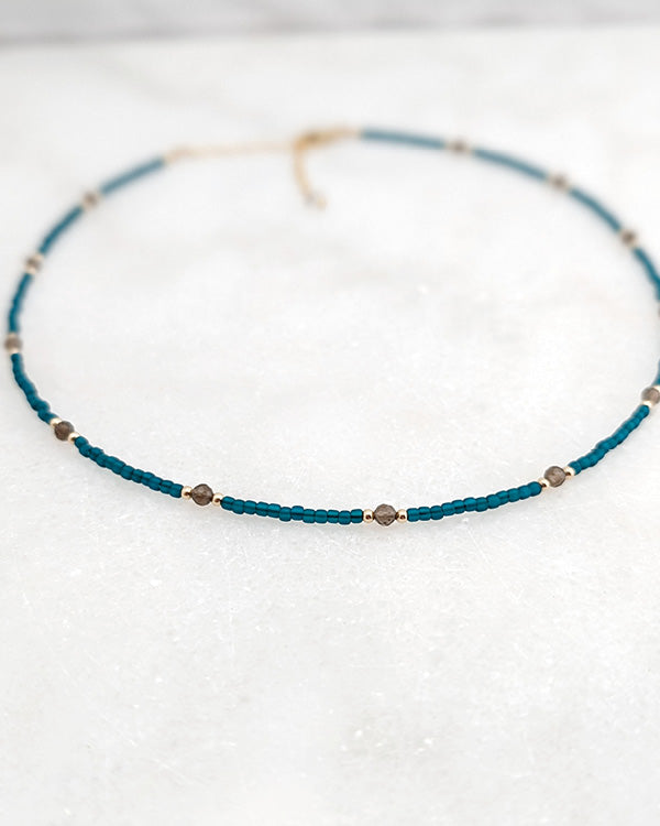 Smoky Quartz Teal Grounding Necklace