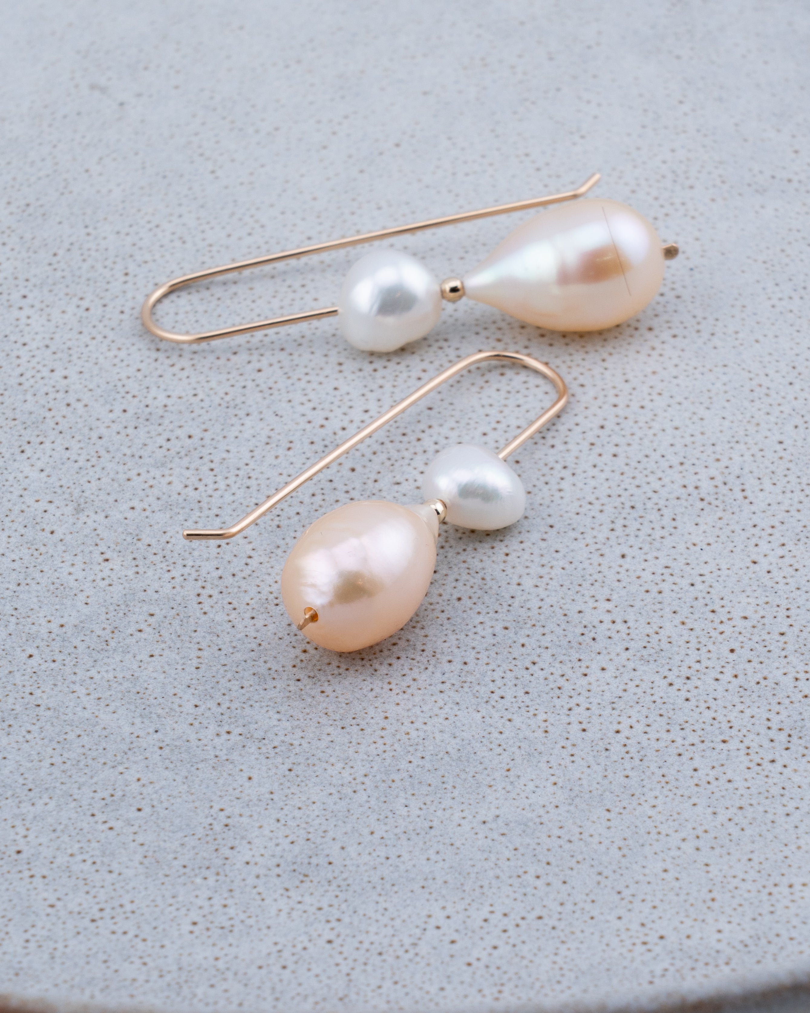 Golden Shore Teardrop Pearl Earrings