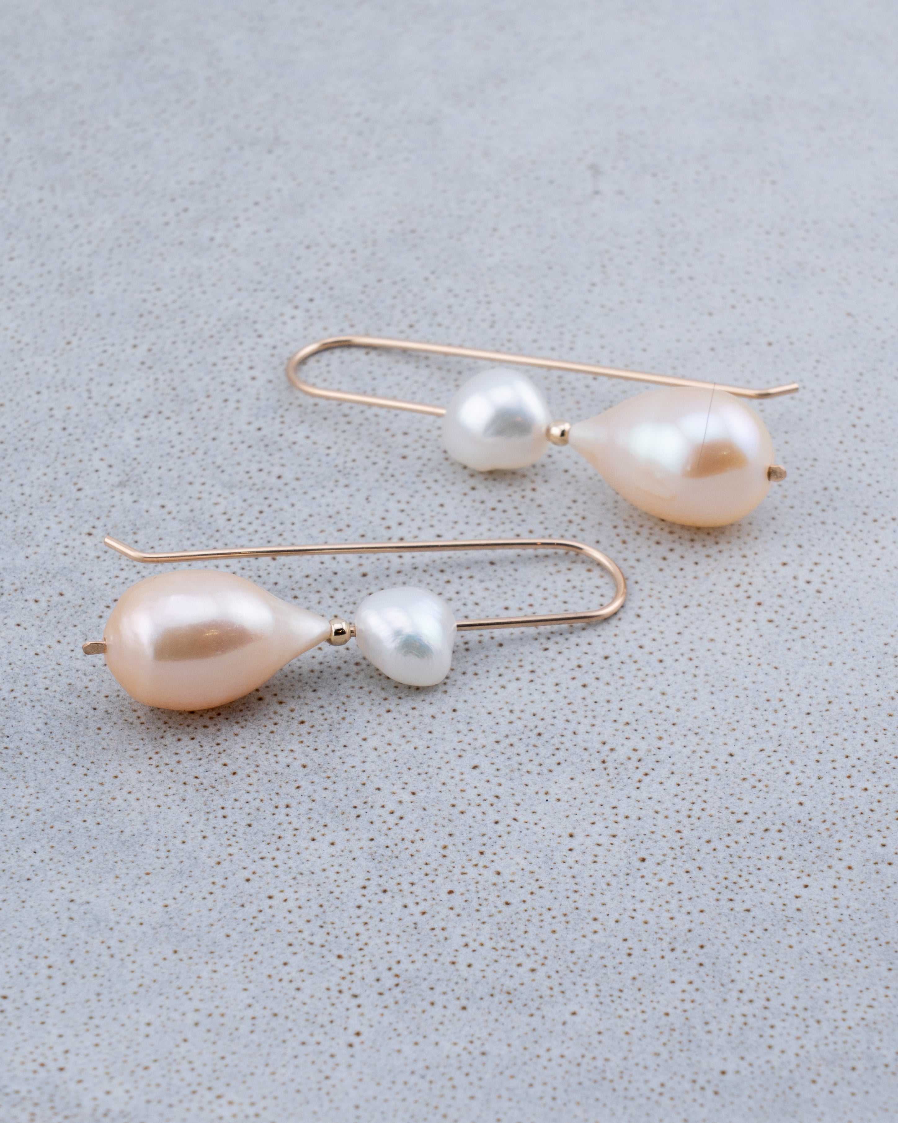 Golden Shore Teardrop Pearl Earrings