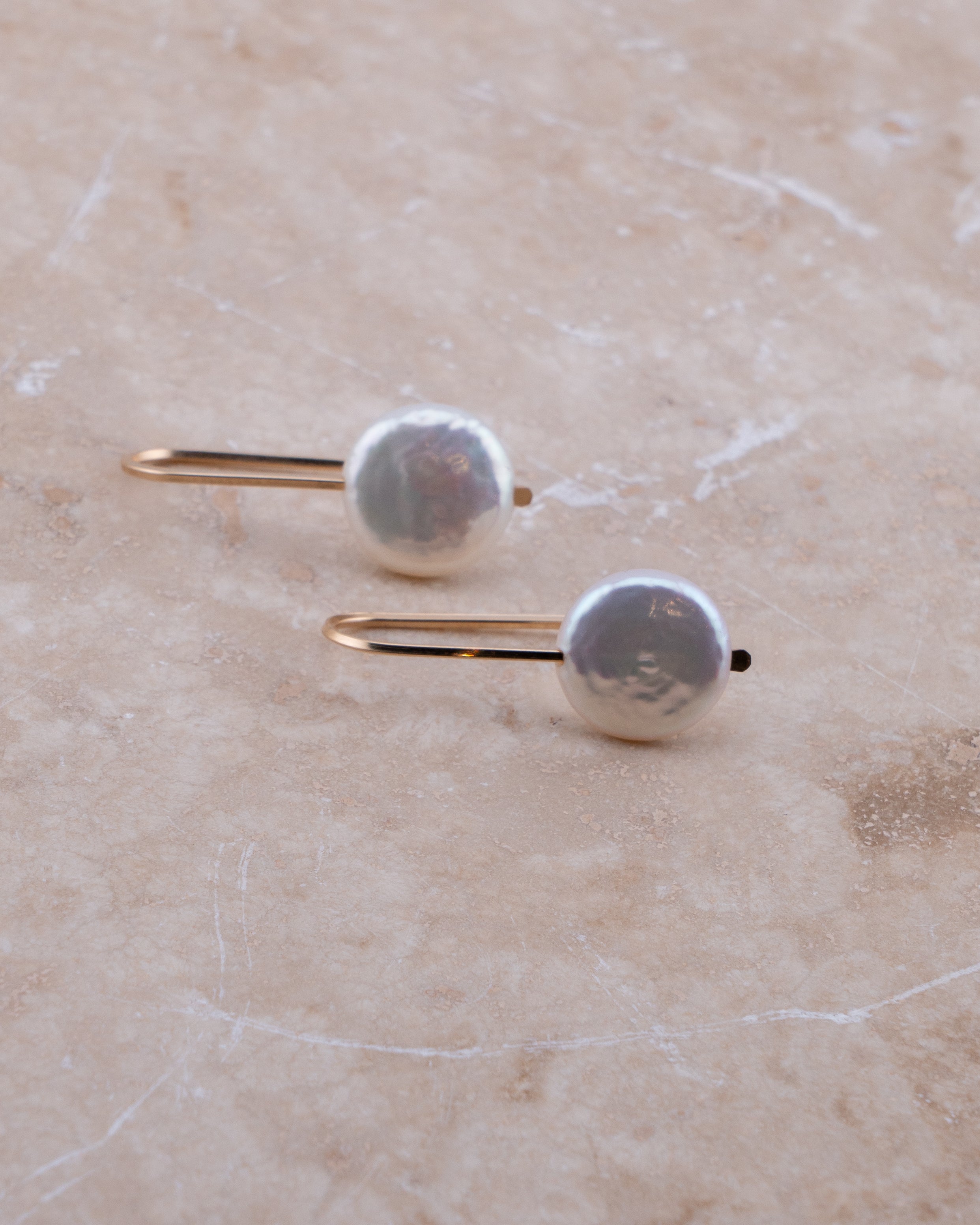 Lunar Glow Coin Pearl Earrings