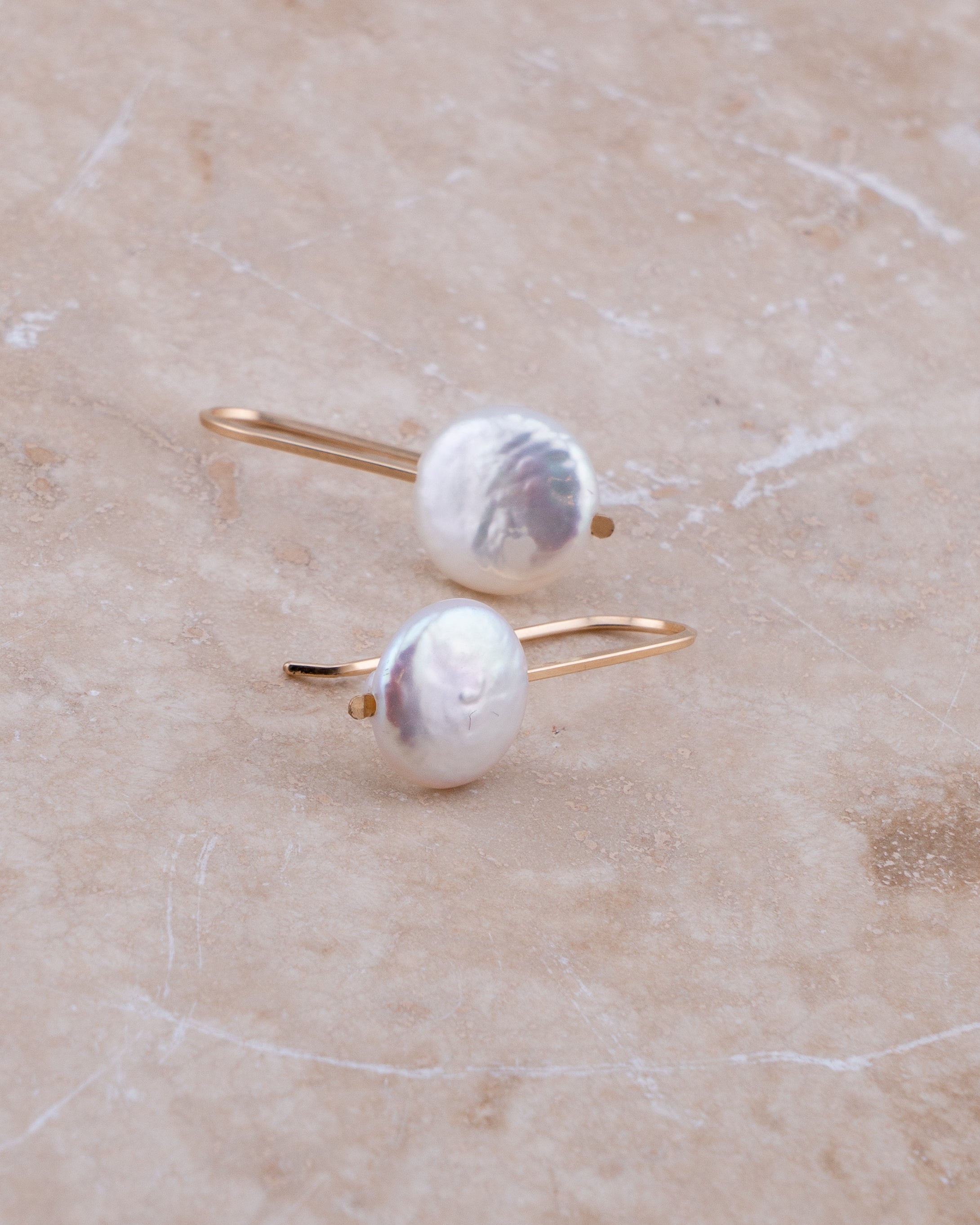 Lunar Glow Coin Pearl Earrings