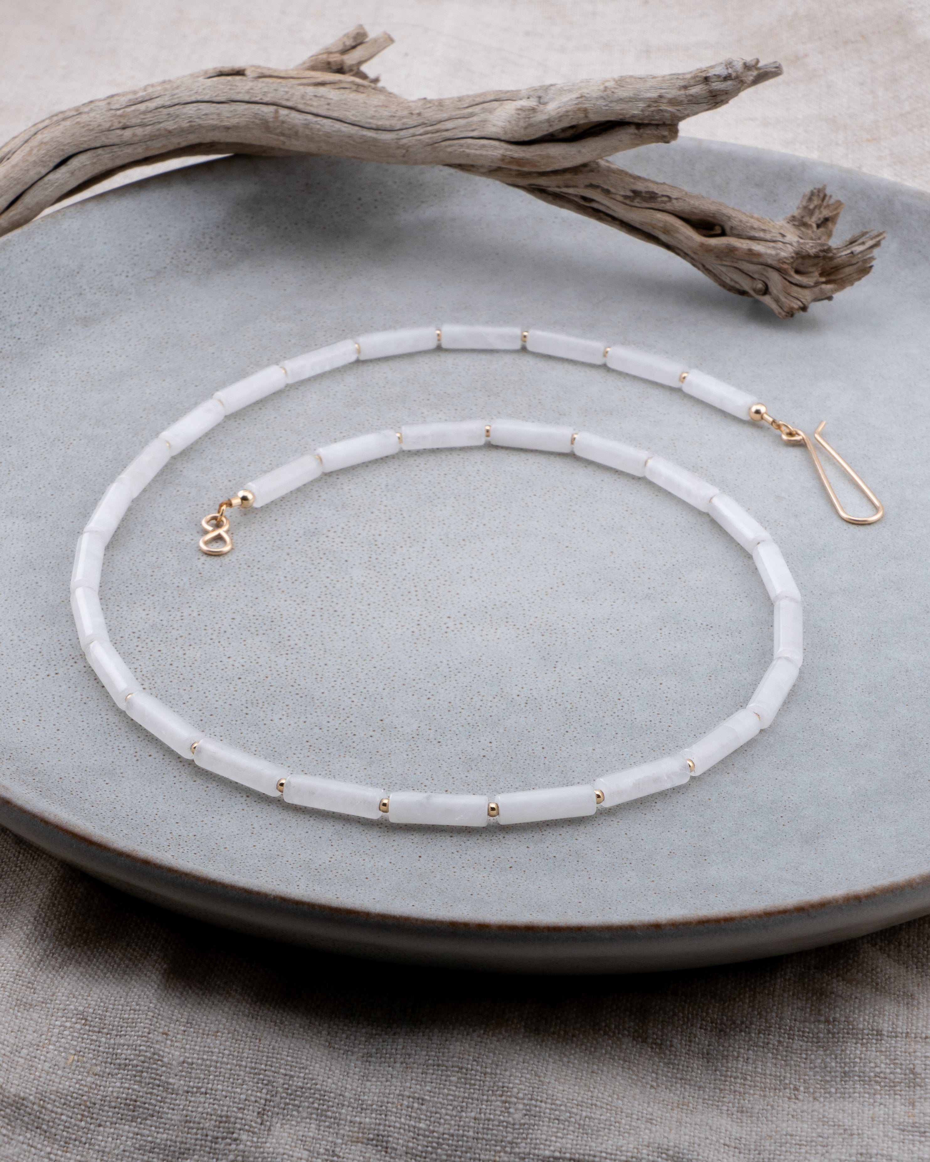 Coastal Mist White Jade Necklace