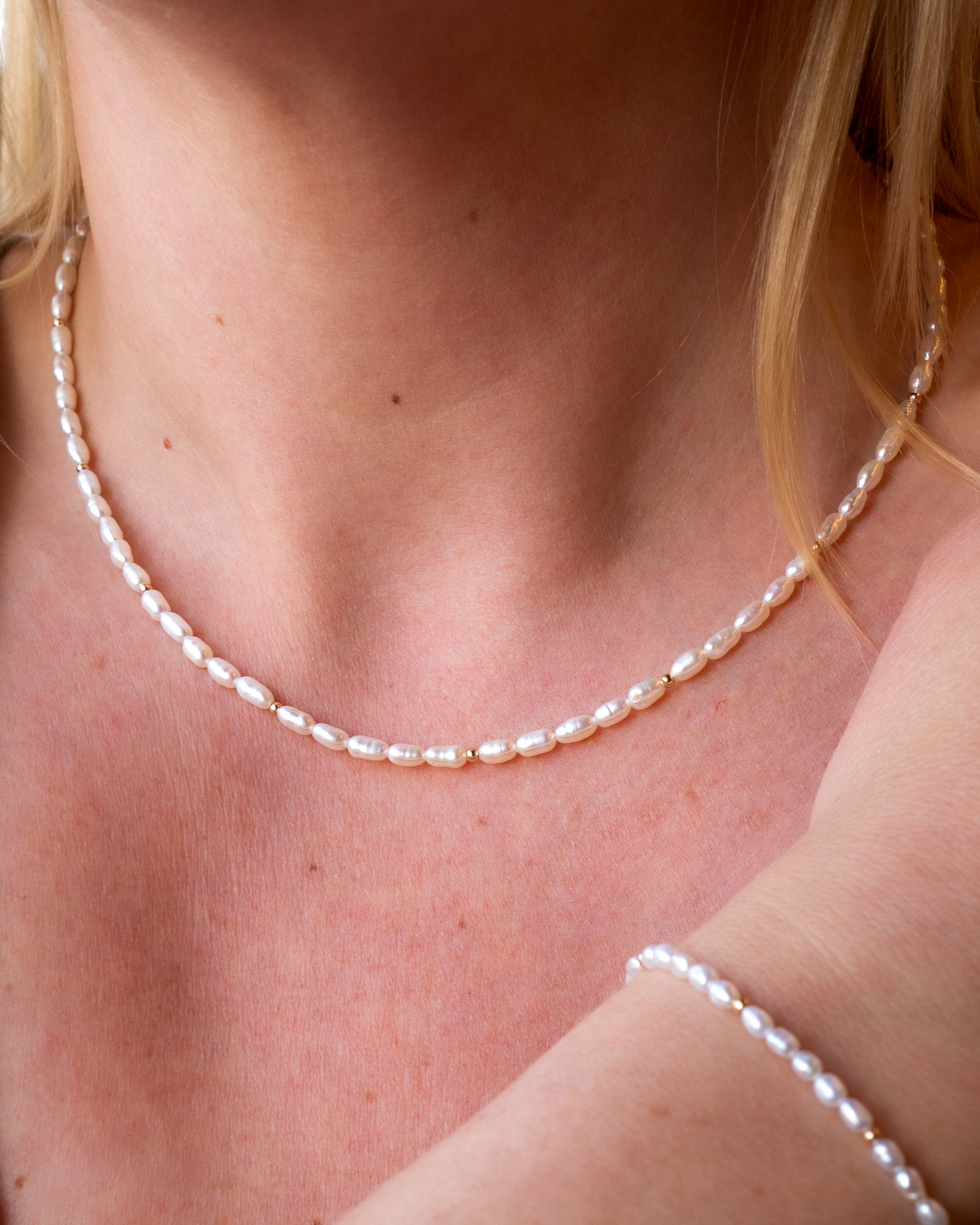 Morning Tide Freshwater Rice Pearl Necklace