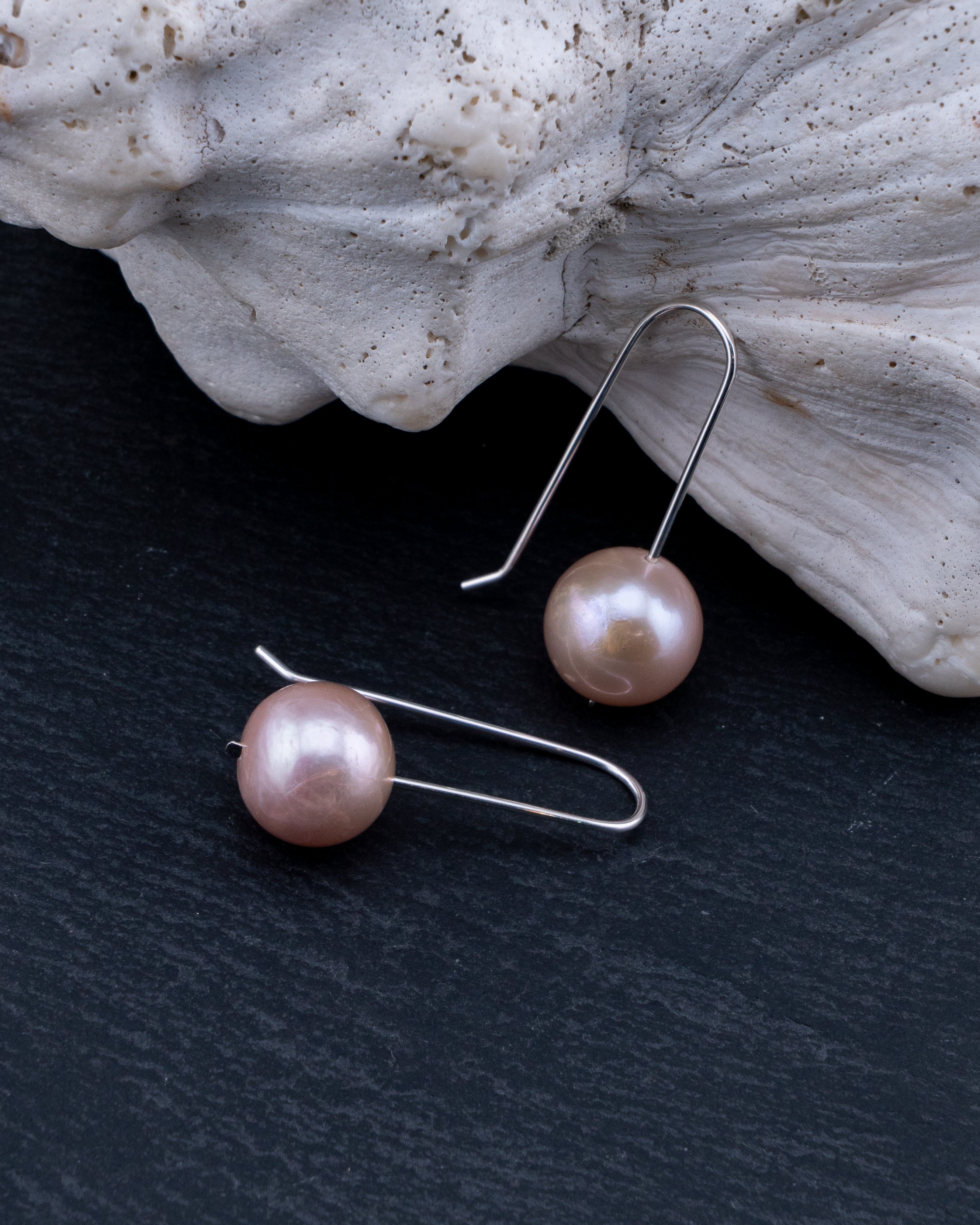 Rose Dusk Pink Edison Pearl Earrings